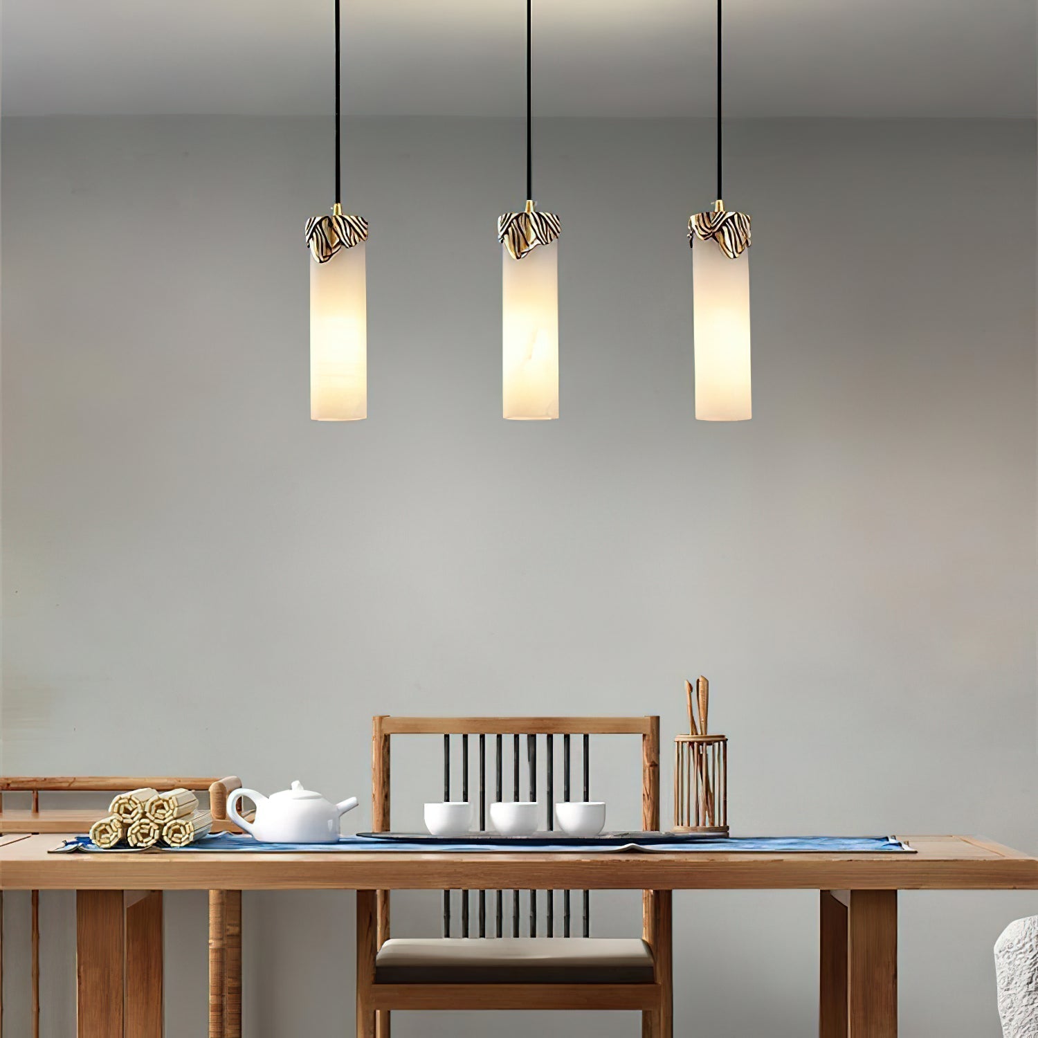 Quiver Modern Minimalist Brass Alabaster Pendant Light - Letslighting