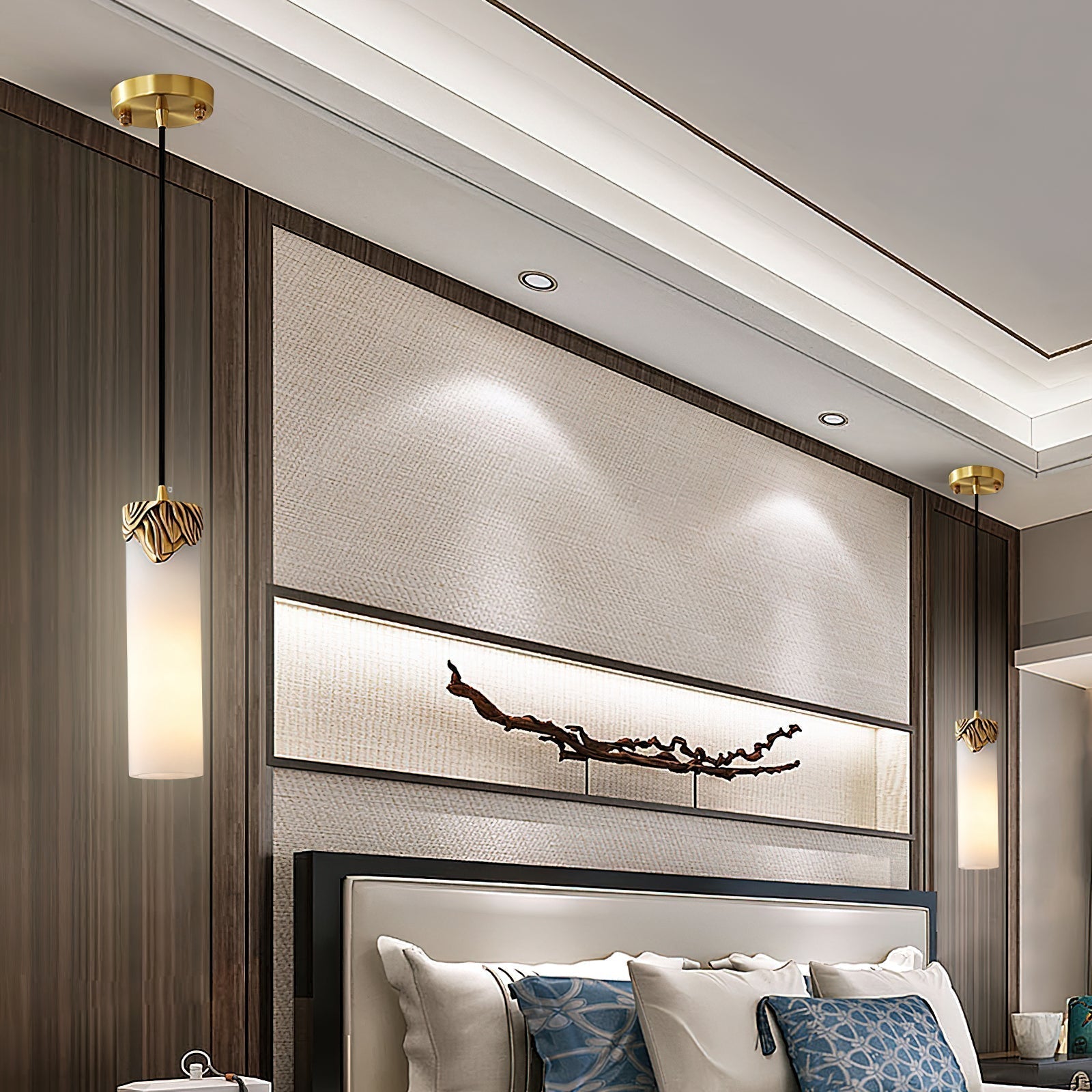 Quiver Modern Minimalist Brass Alabaster Pendant Light - Letslighting