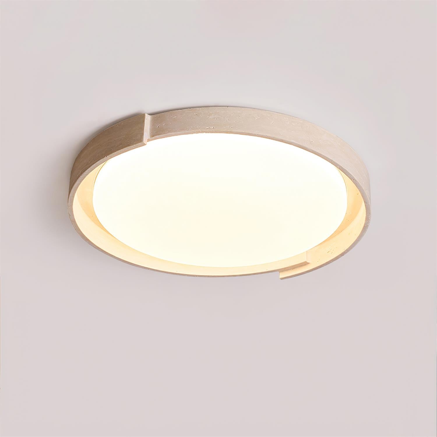 Juvio Minimalist Round Travertine Ceiling Light - Letslighting