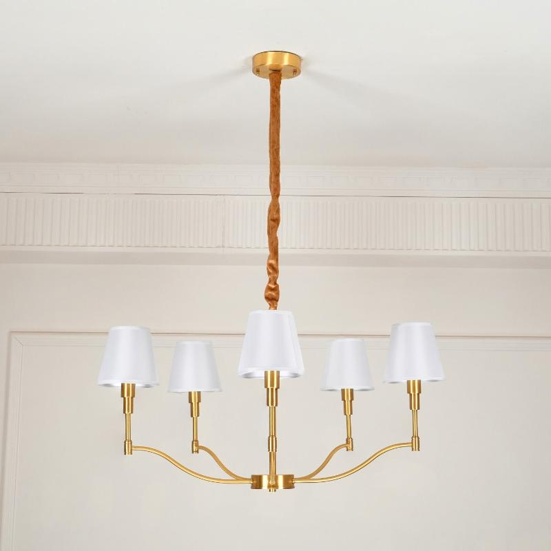 Unfold Vintage Traditionell Messing Stoff Kronleuchter-Letslighting