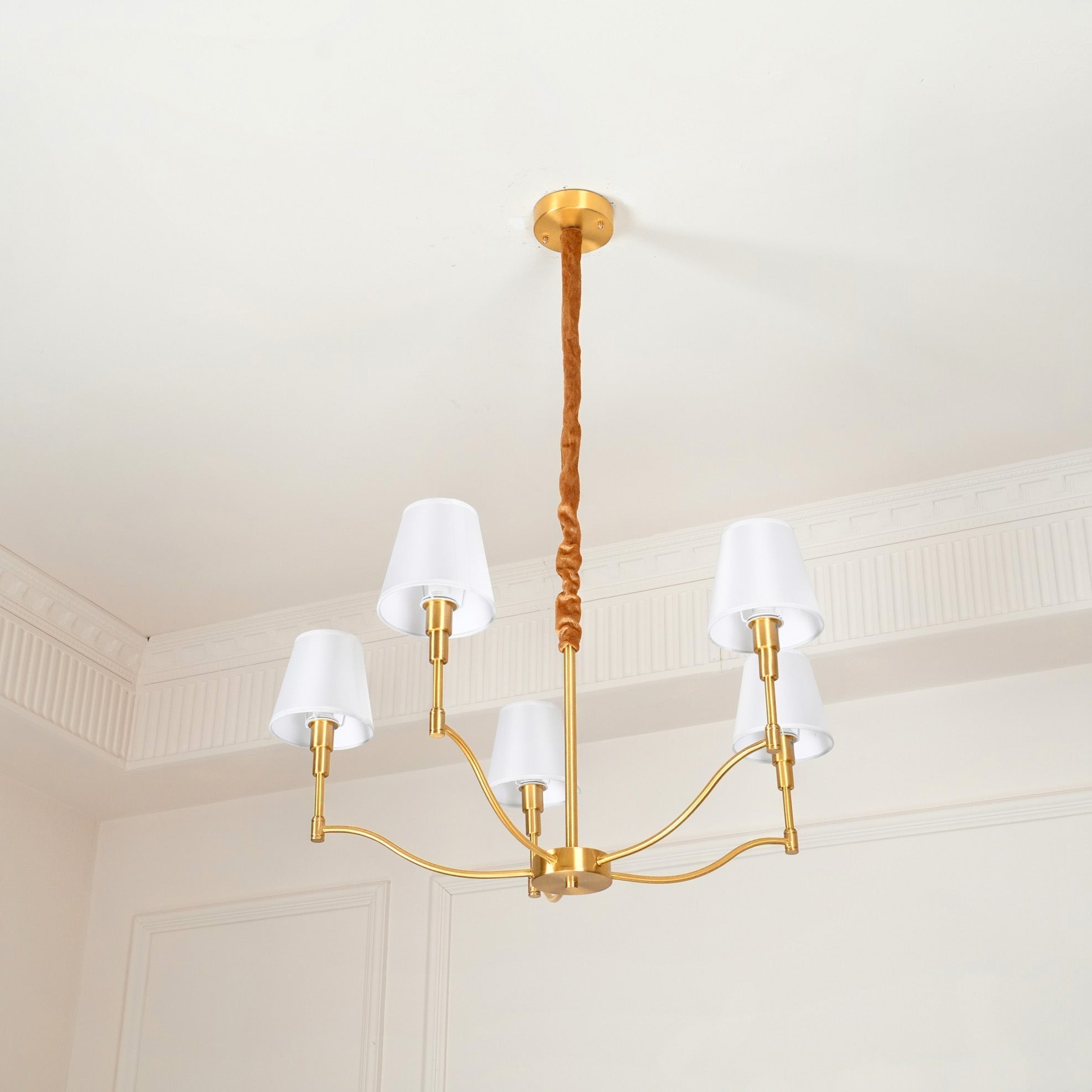 Unfold Vintage Traditionell Messing Stoff Kronleuchter-Letslighting
