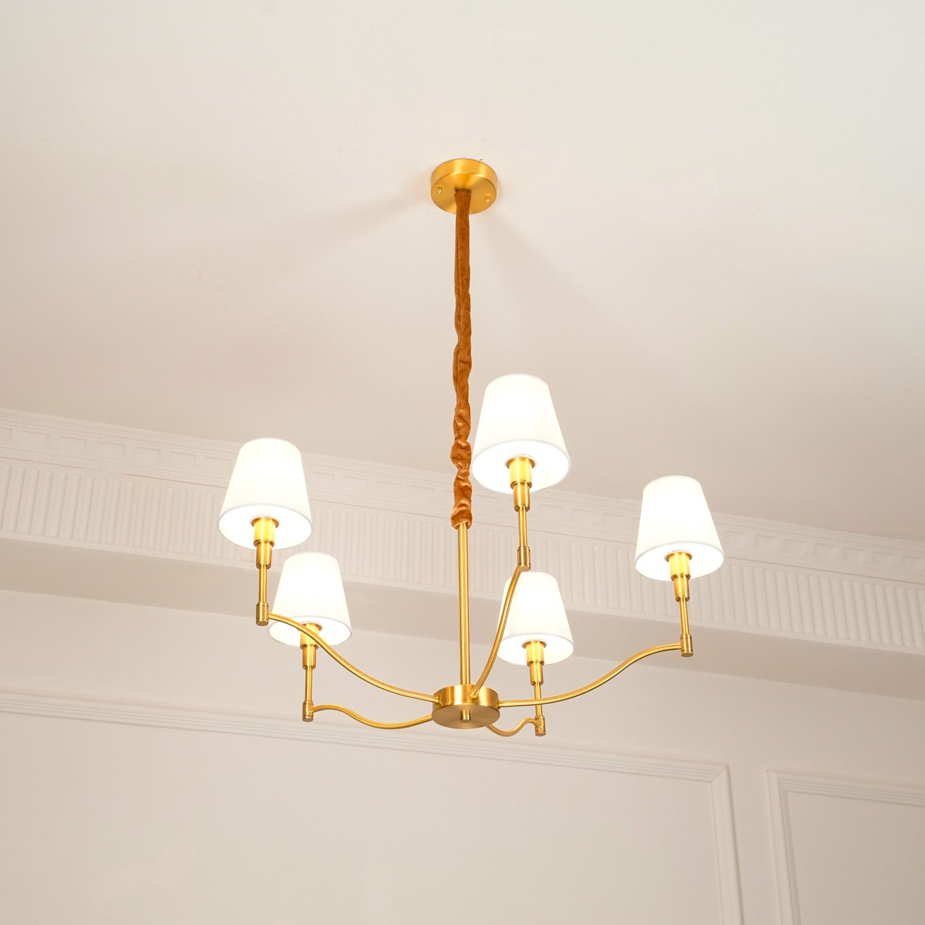 Unfold Vintage Traditionell Messing Stoff Kronleuchter-Letslighting