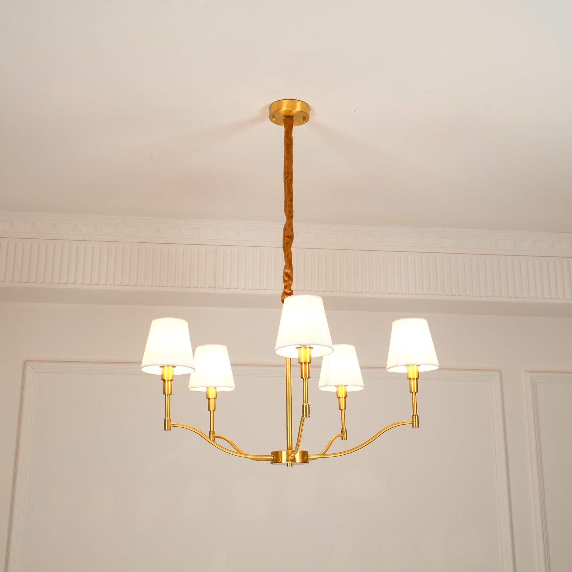 Unfold Vintage Traditionell Messing Stoff Kronleuchter-Letslighting