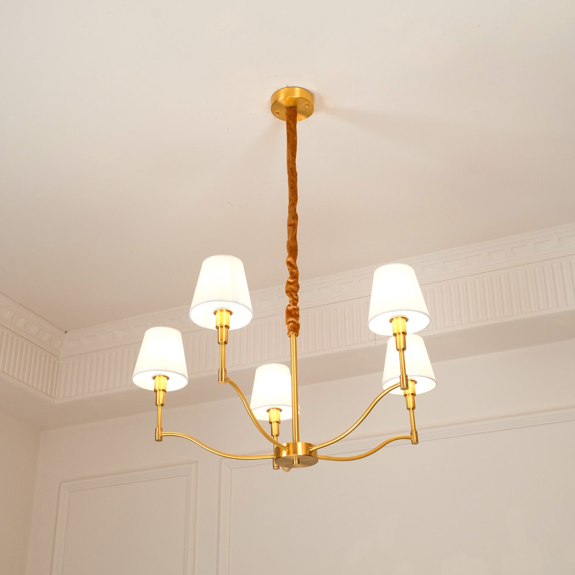 Unfold Vintage Traditionell Messing Stoff Kronleuchter-Letslighting