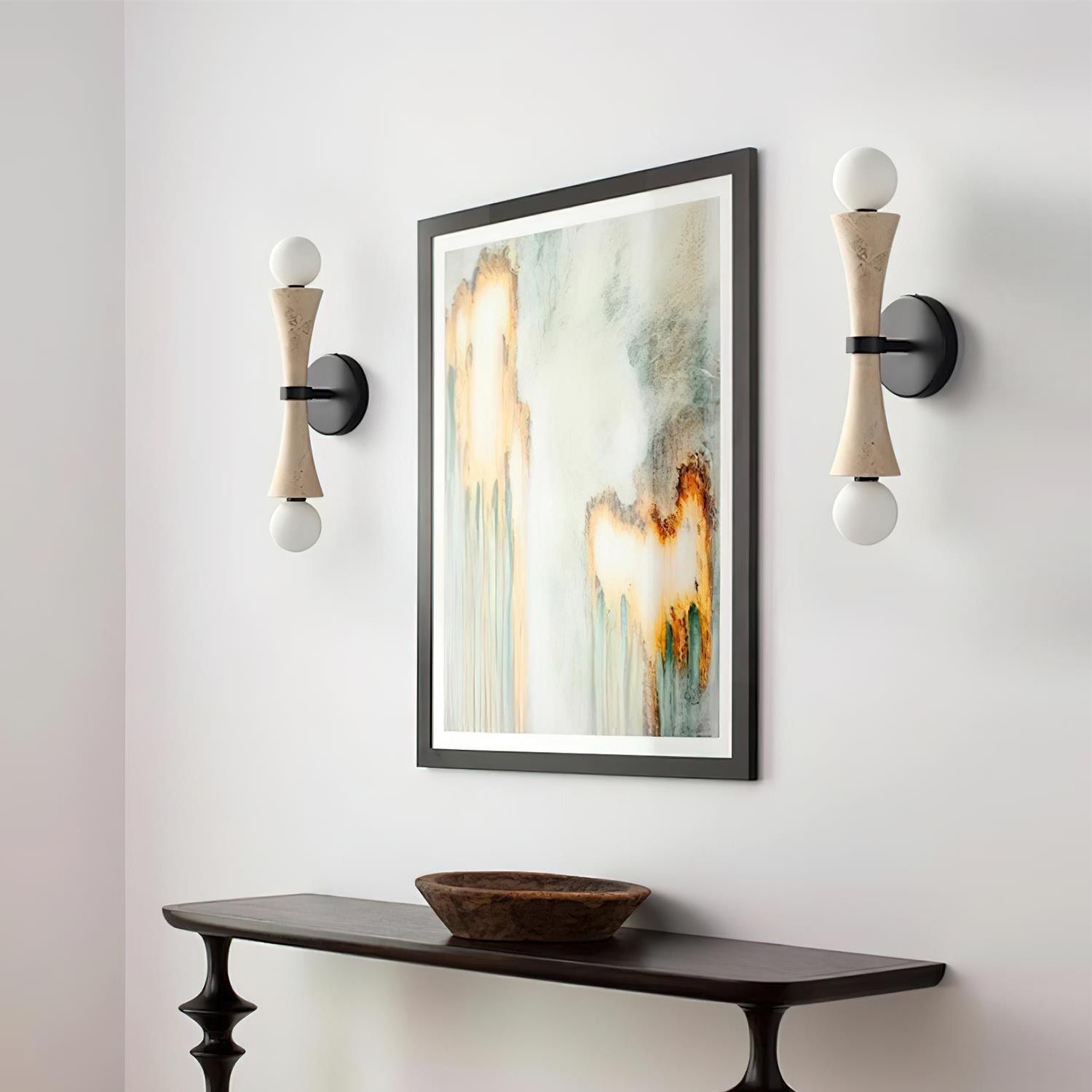 Aura Modern Minimalist Travertine Glass Wall Lamp - Letslighting