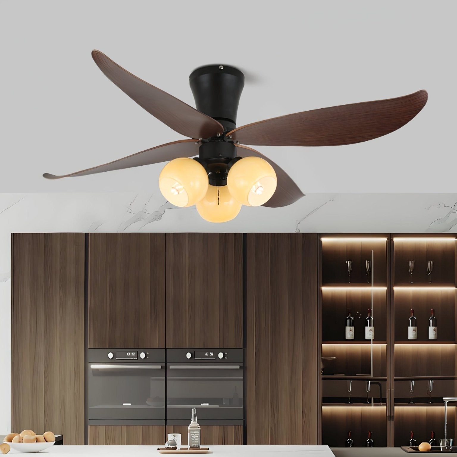 Lunair Vintage Deckenventilatorleuchte in einem Wohnzimmerambiente