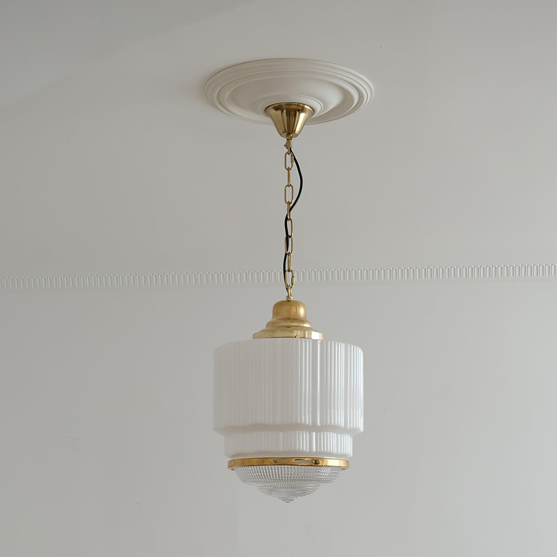 Lustra Pendelleuchte Messing Glas Gerippt-Letslighting