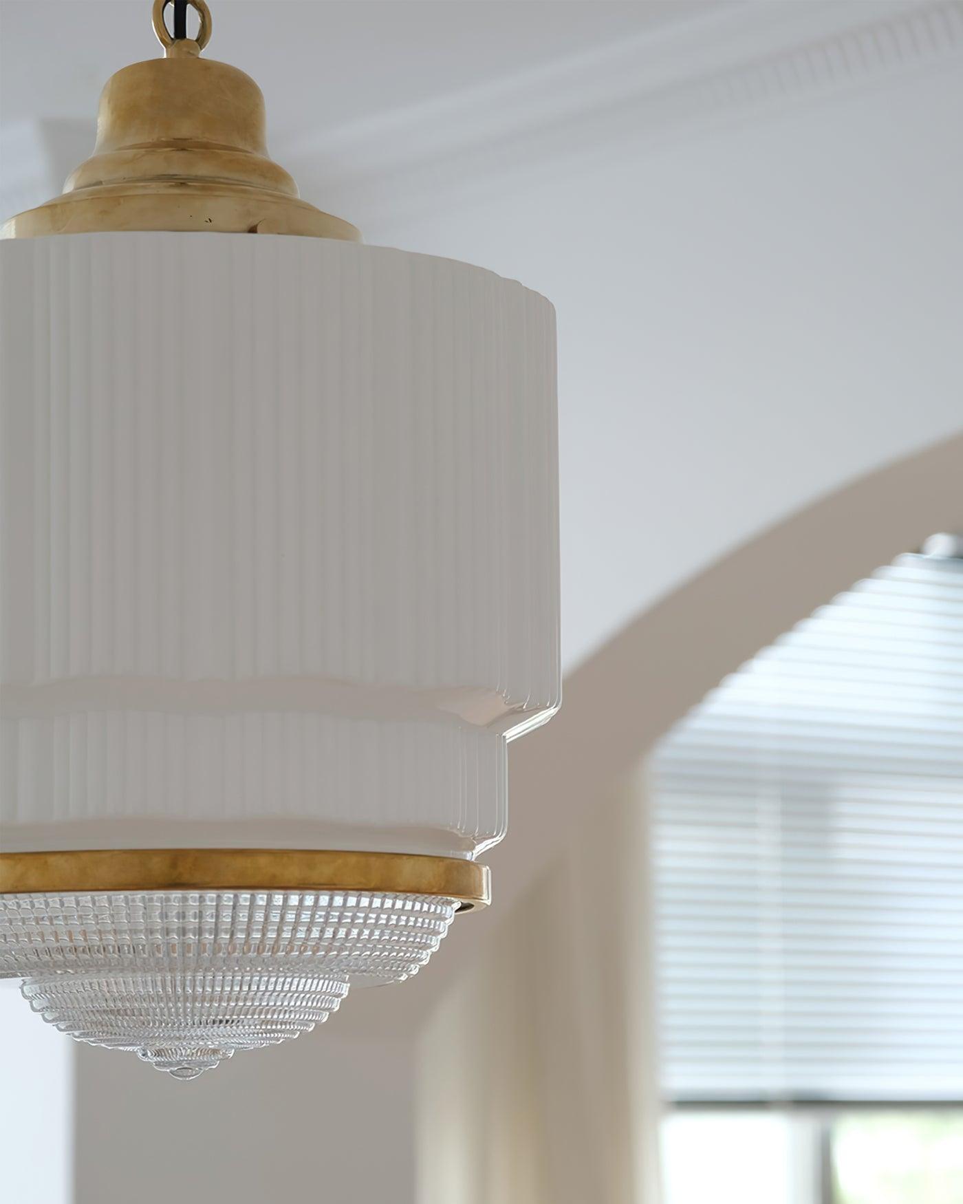 Lustra Pendelleuchte Messing Glas Gerippt-Letslighting