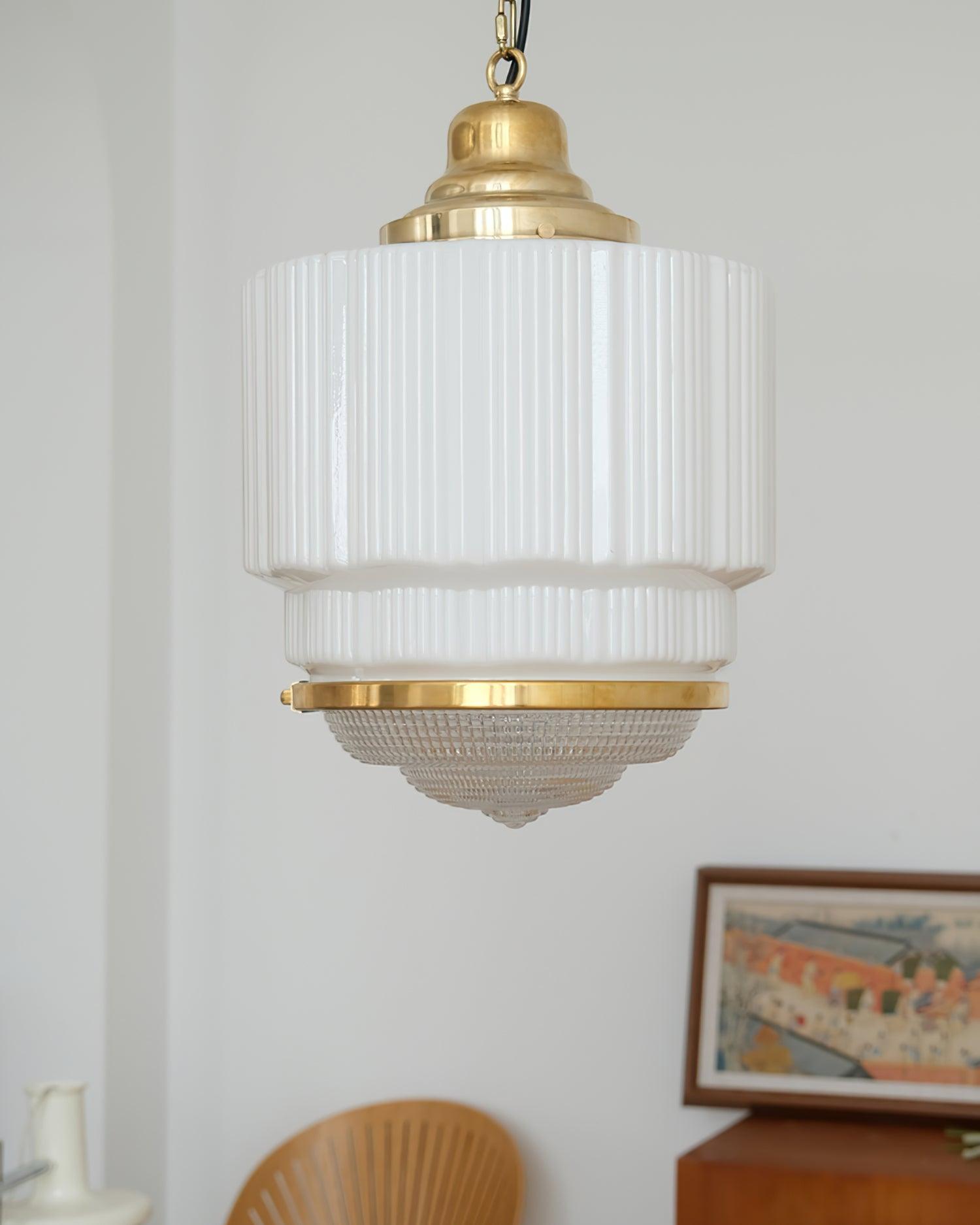 Lustra Pendelleuchte Messing Glas Gerippt-Letslighting