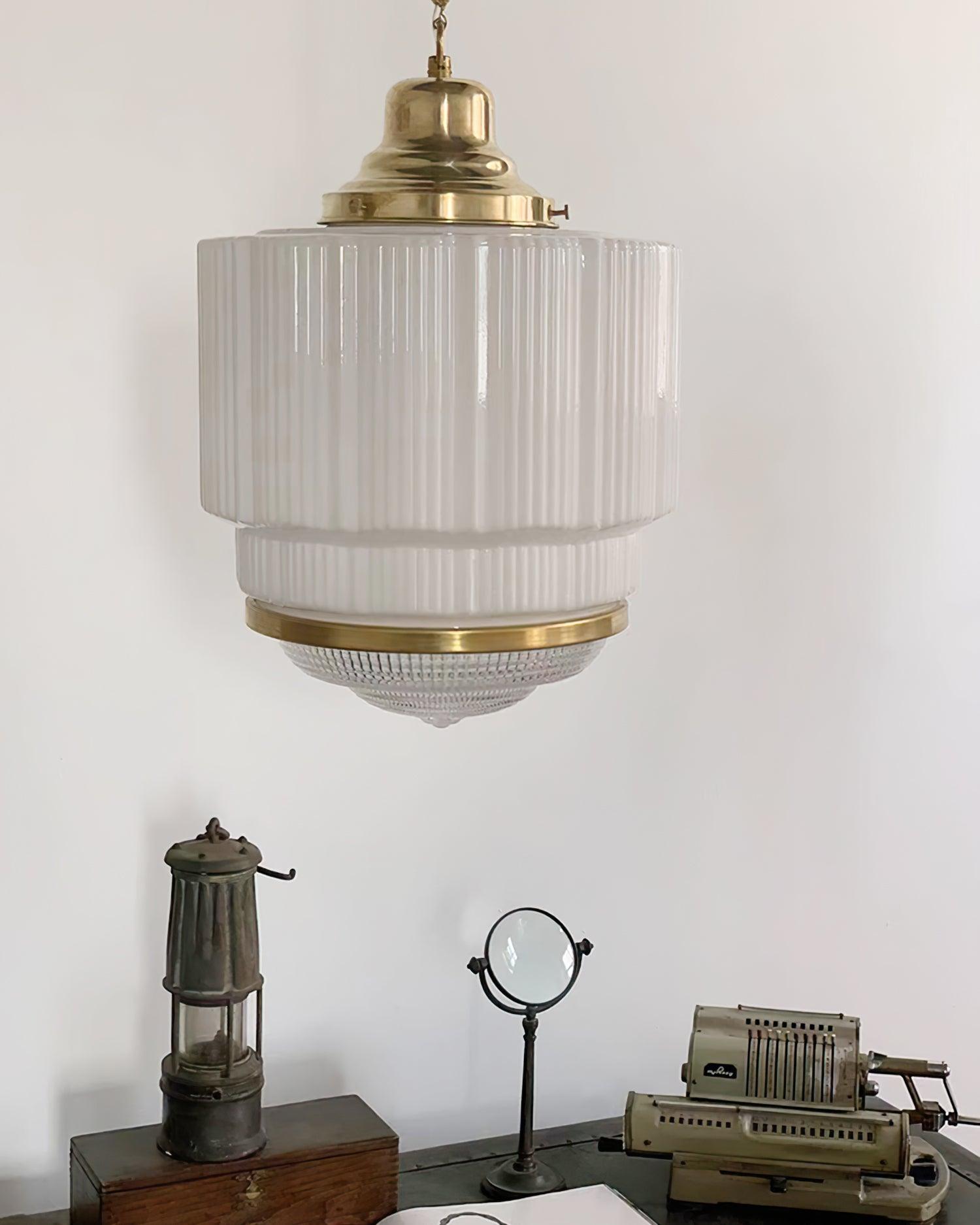Lustra Pendelleuchte Messing Glas Gerippt-Letslighting