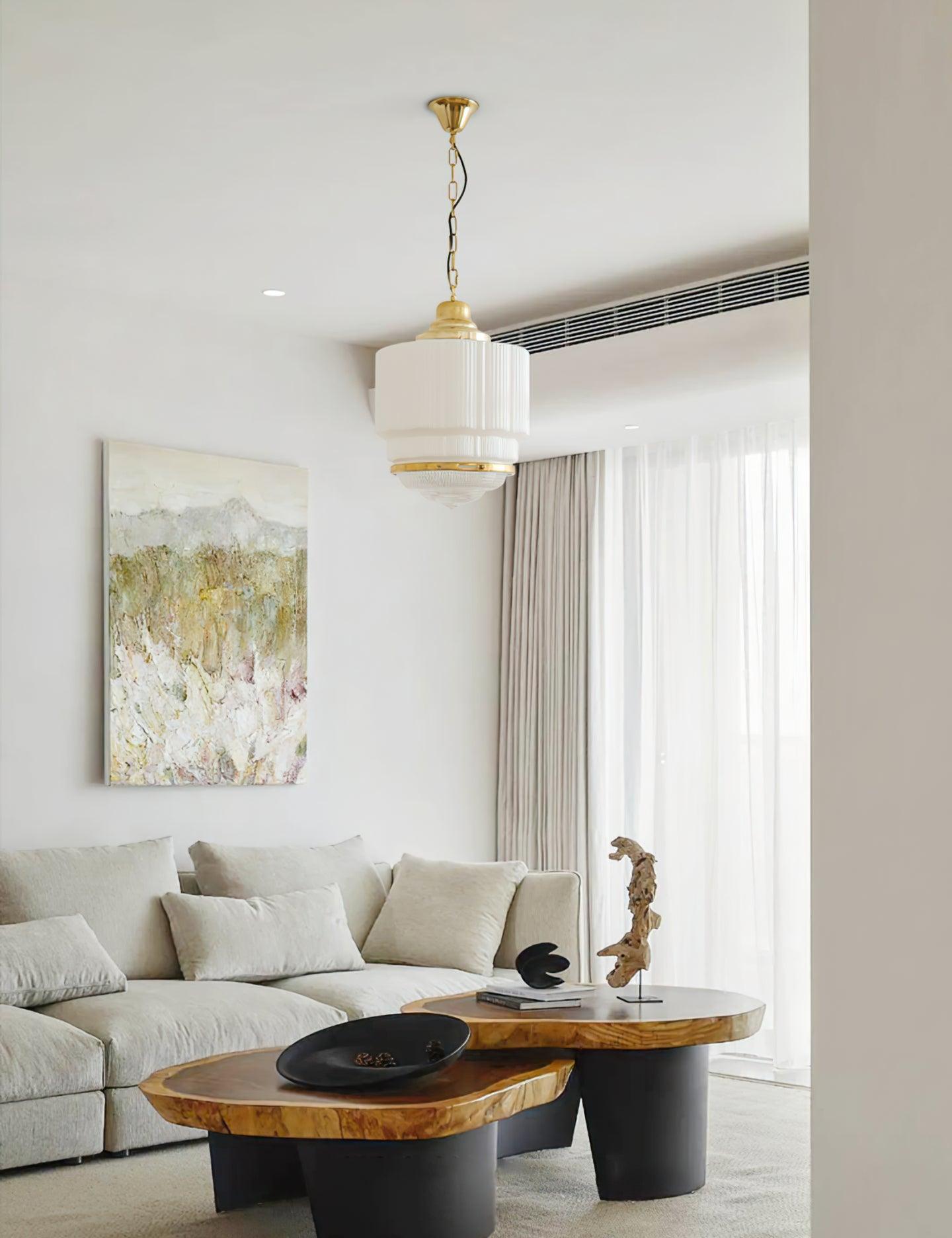 Lustra Pendelleuchte Messing Glas Gerippt-Letslighting