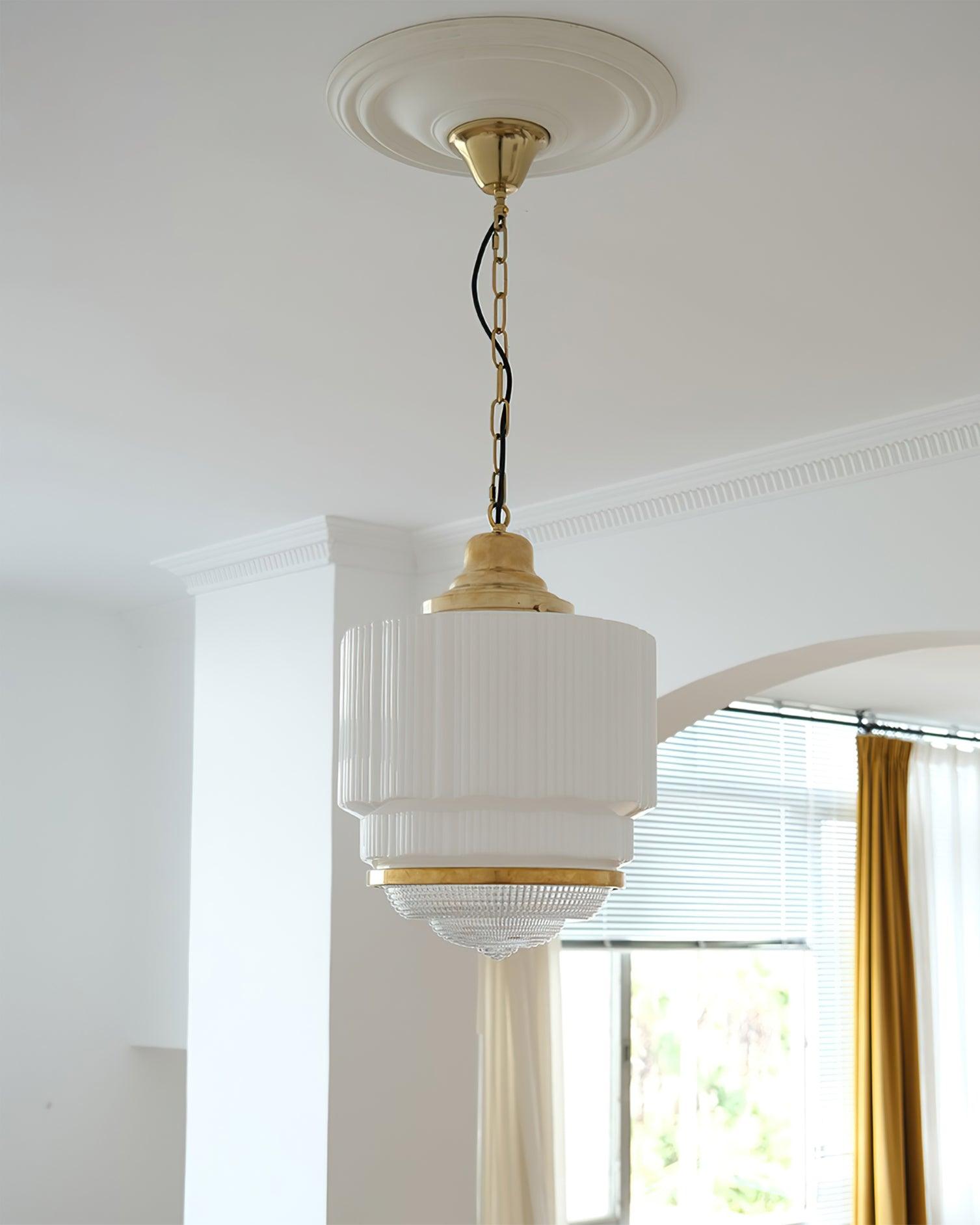 Lustra Pendelleuchte Messing Glas Gerippt-Letslighting