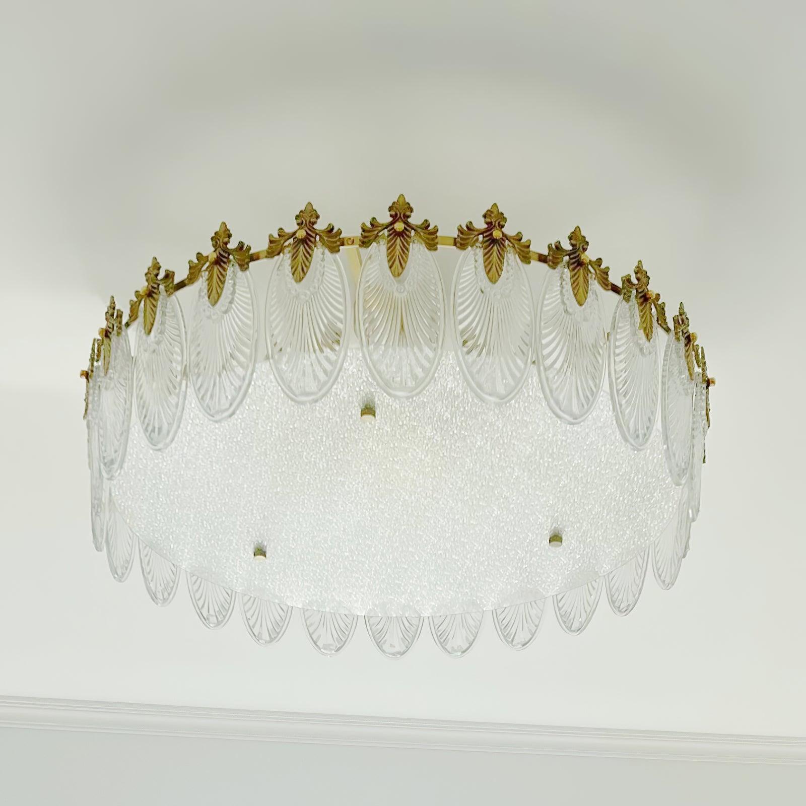 Lustra Kronleuchter Glas Blütenblätter Goldrahmen Rund-Letslighting