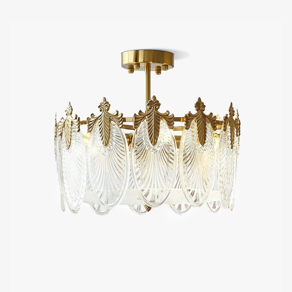 Lustra Kronleuchter Glas Blütenblätter Goldrahmen Rund-Letslighting