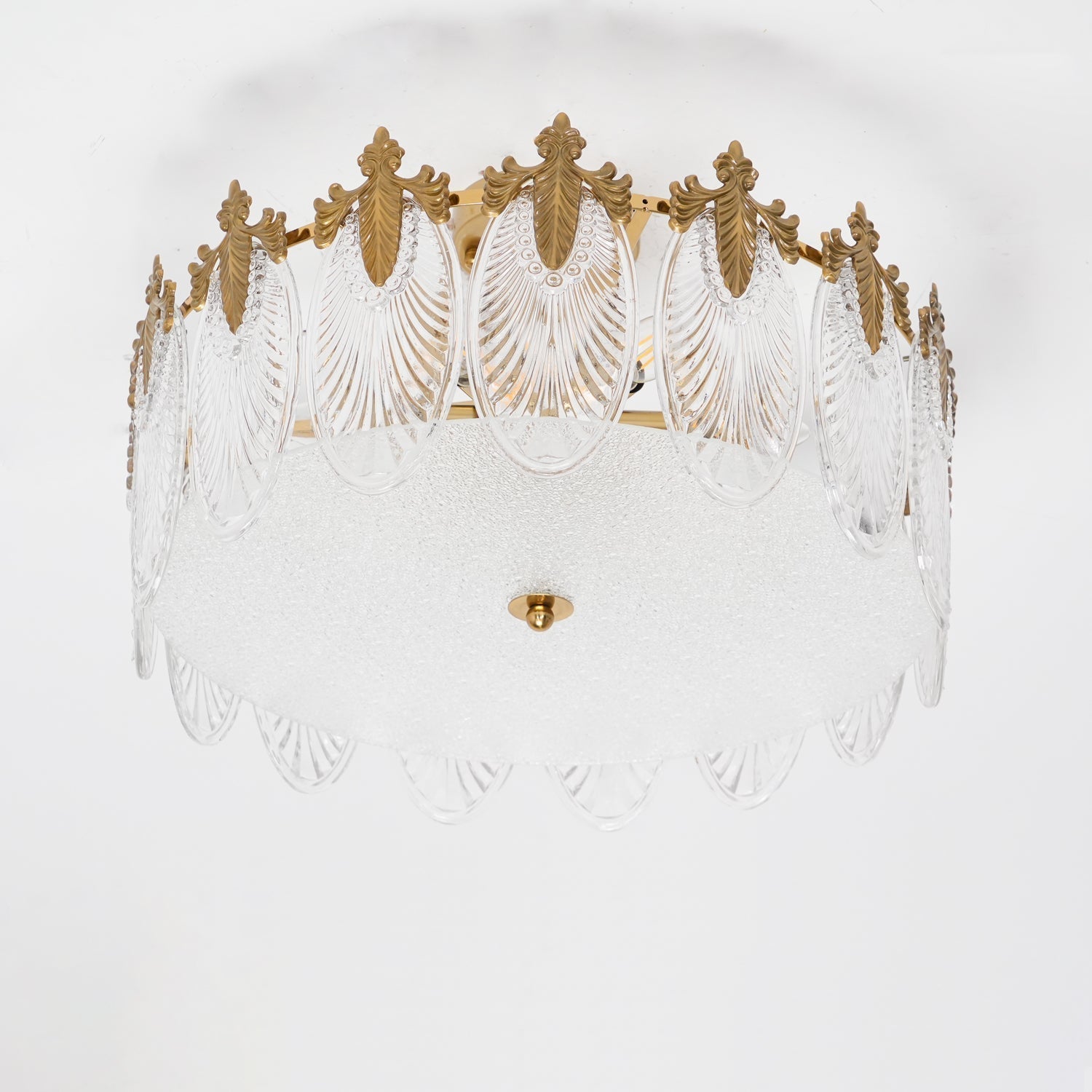 Lustra Kronleuchter Glas Blütenblätter Goldrahmen Rund-Letslighting