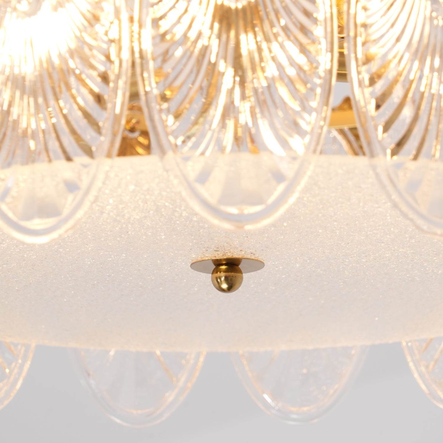 Lustra Kronleuchter Glas Blütenblätter Goldrahmen Rund-Letslighting