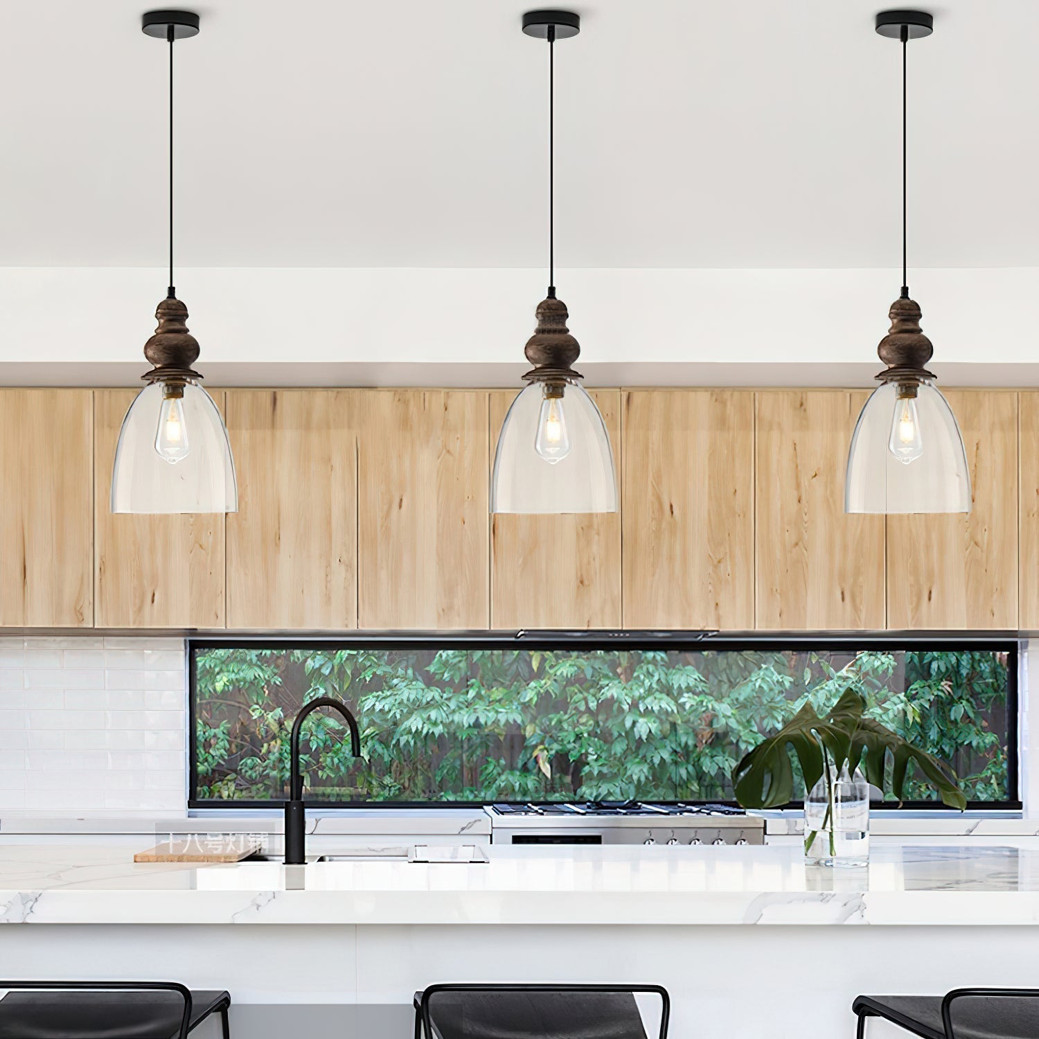 Inert Holz Glas Pendelleuchte-Letslighting