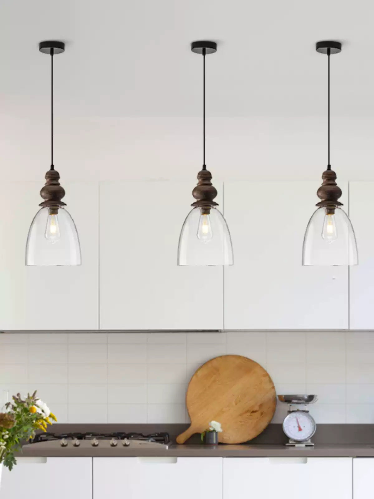 Inert Holz Glas Pendelleuchte-Letslighting