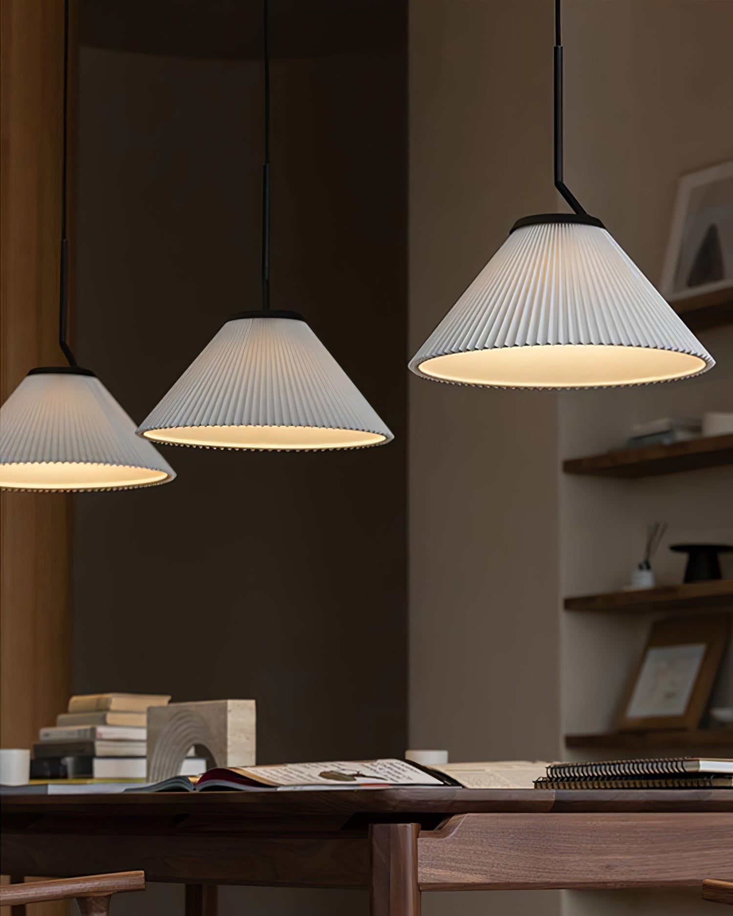 Knell Plissiert Schwarz Kunststoff Pendelleuchte-Letslighting