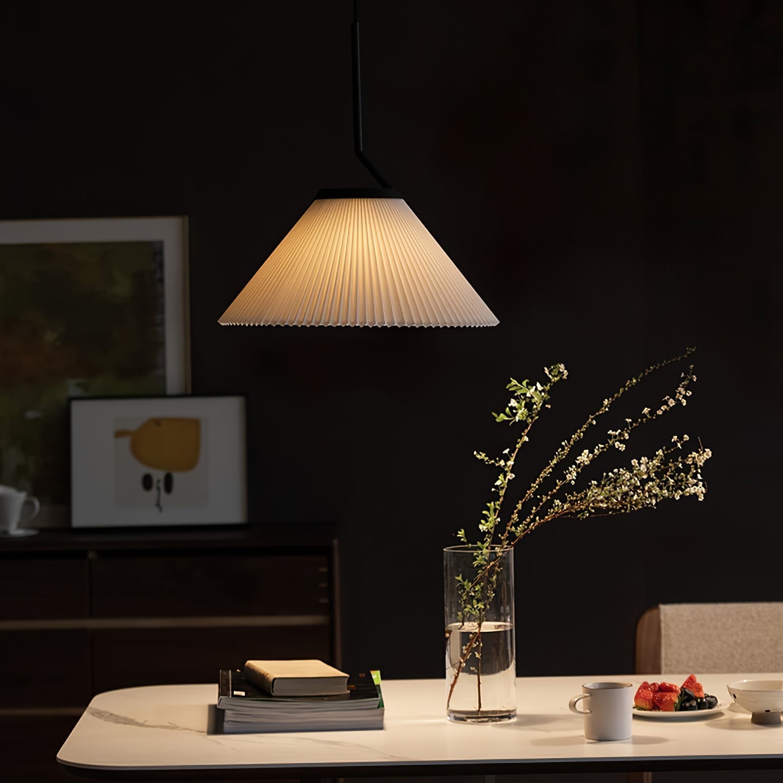 Knell Plissiert Schwarz Kunststoff Pendelleuchte-Letslighting
