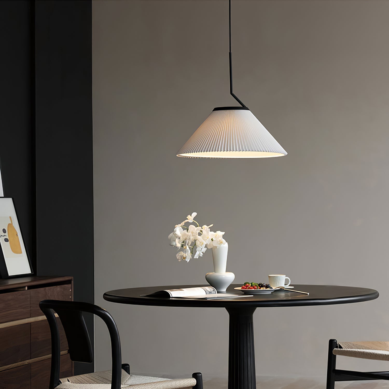 Knell Plissiert Schwarz Kunststoff Pendelleuchte-Letslighting