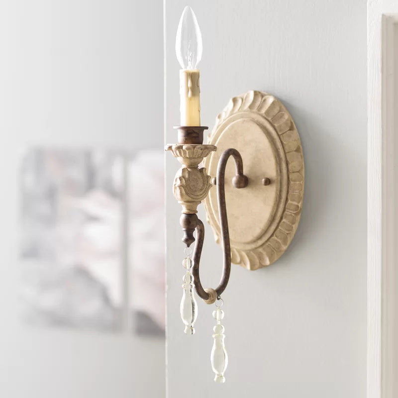 Quell Industrielle Vintage Wandleuchte aus Antikem Holz-Letslighting