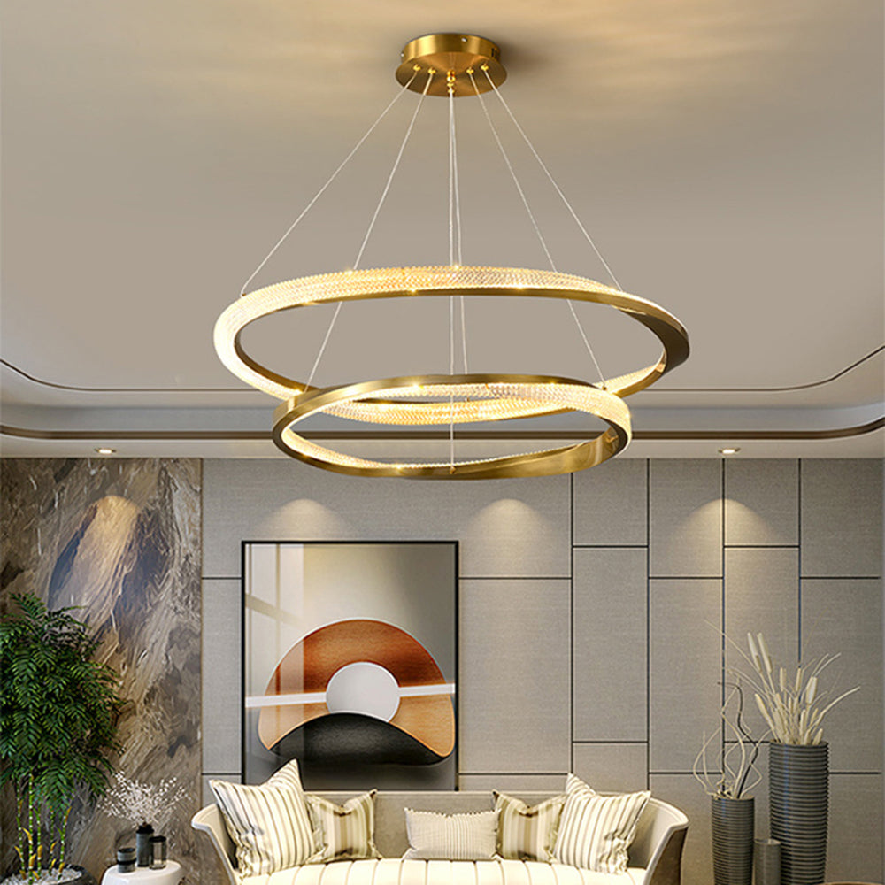 Arisha Modern LED Pendelleuchte Gold Ess/Wohn/Schlafzimmer Metall&Acryl Dimmbar