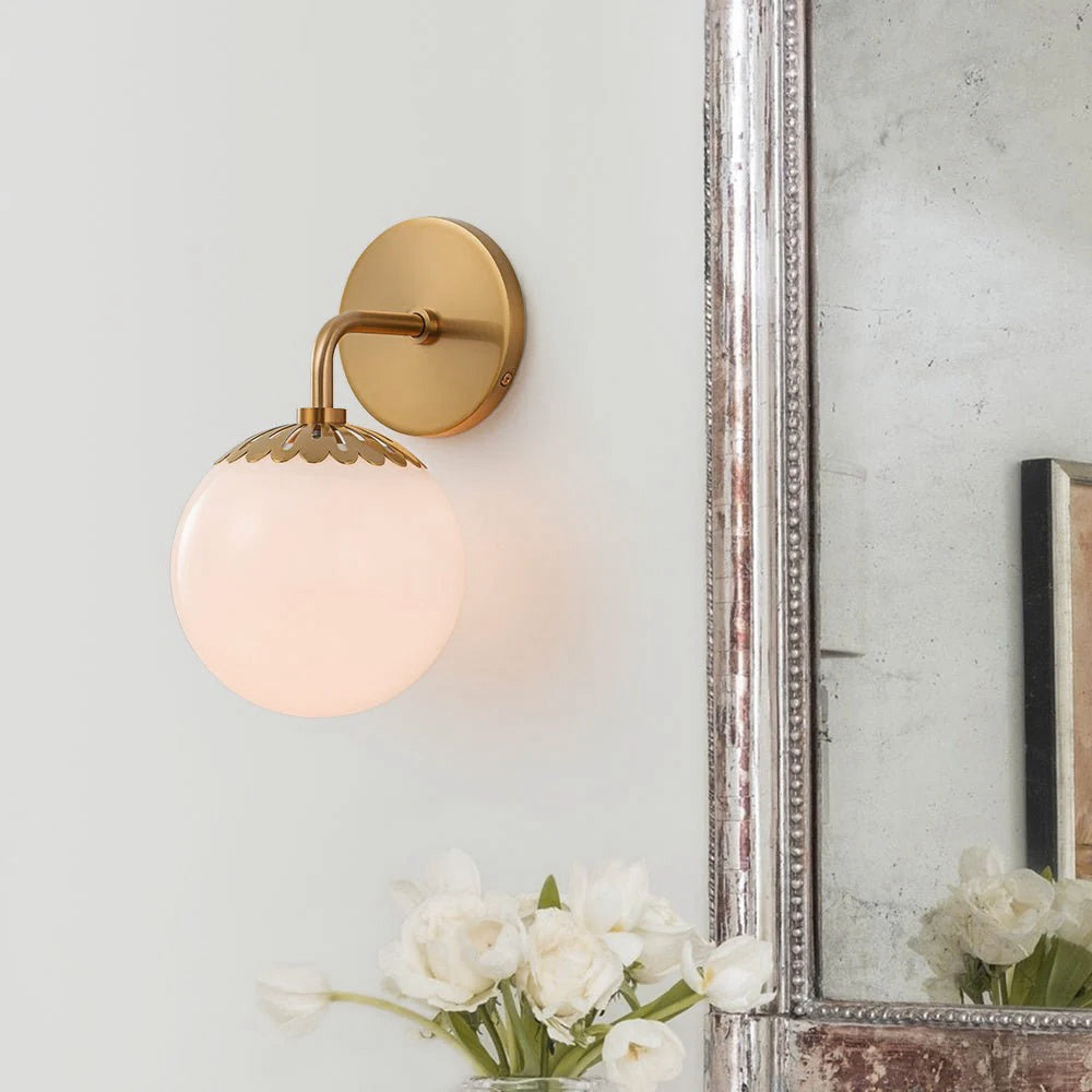 Aegis Modern Minimalist Globe Brass Glass Sconce Wall Lamp - Letslighting