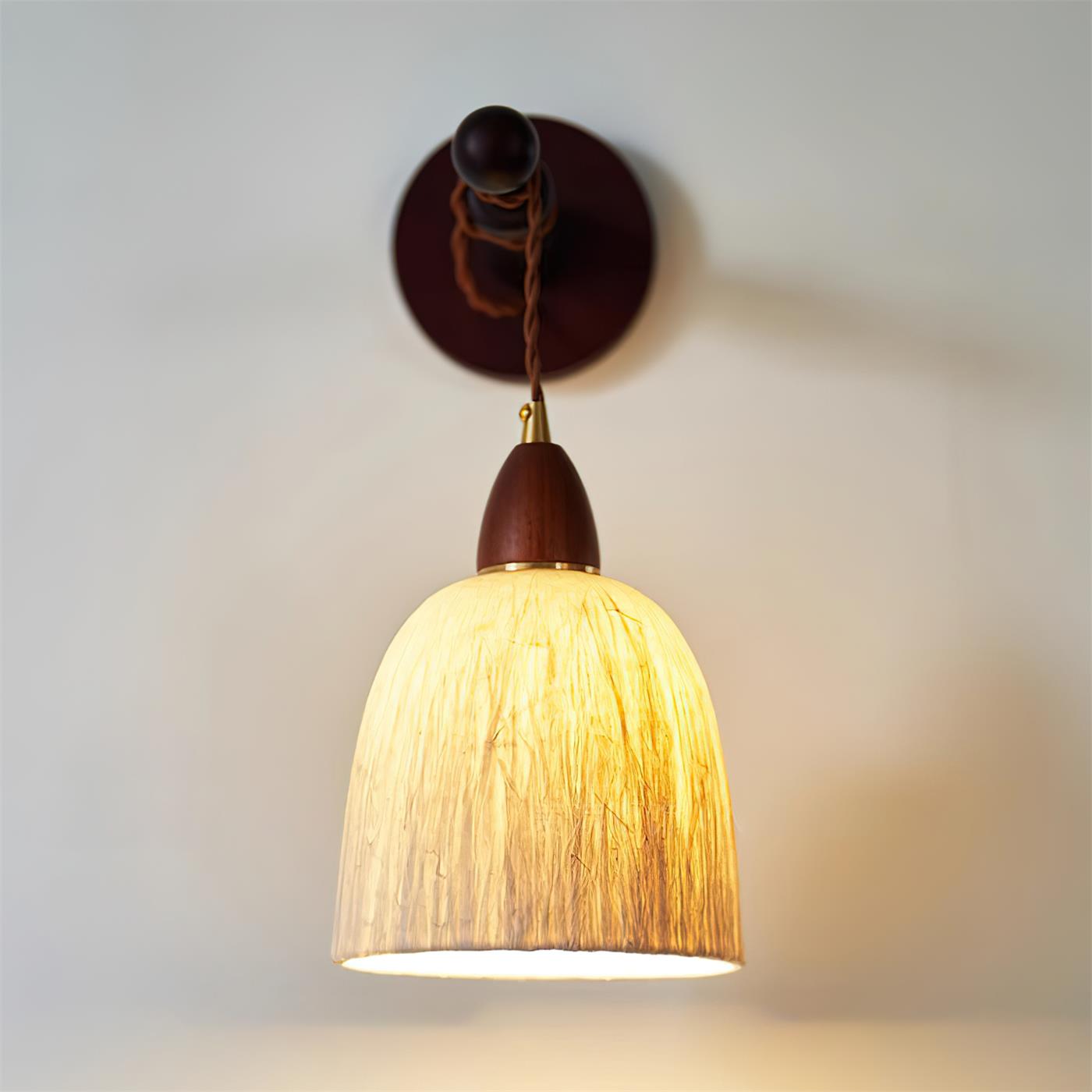 Sona Wandleuchte Reispapierschirm Holzarm-Letslighting