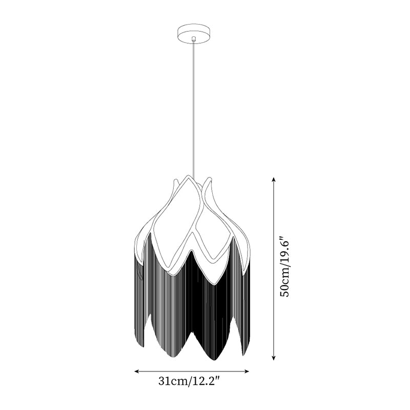 Pendelleuchte Blumenblatt Stoffschirm Fransen Bohemian-Letslighting