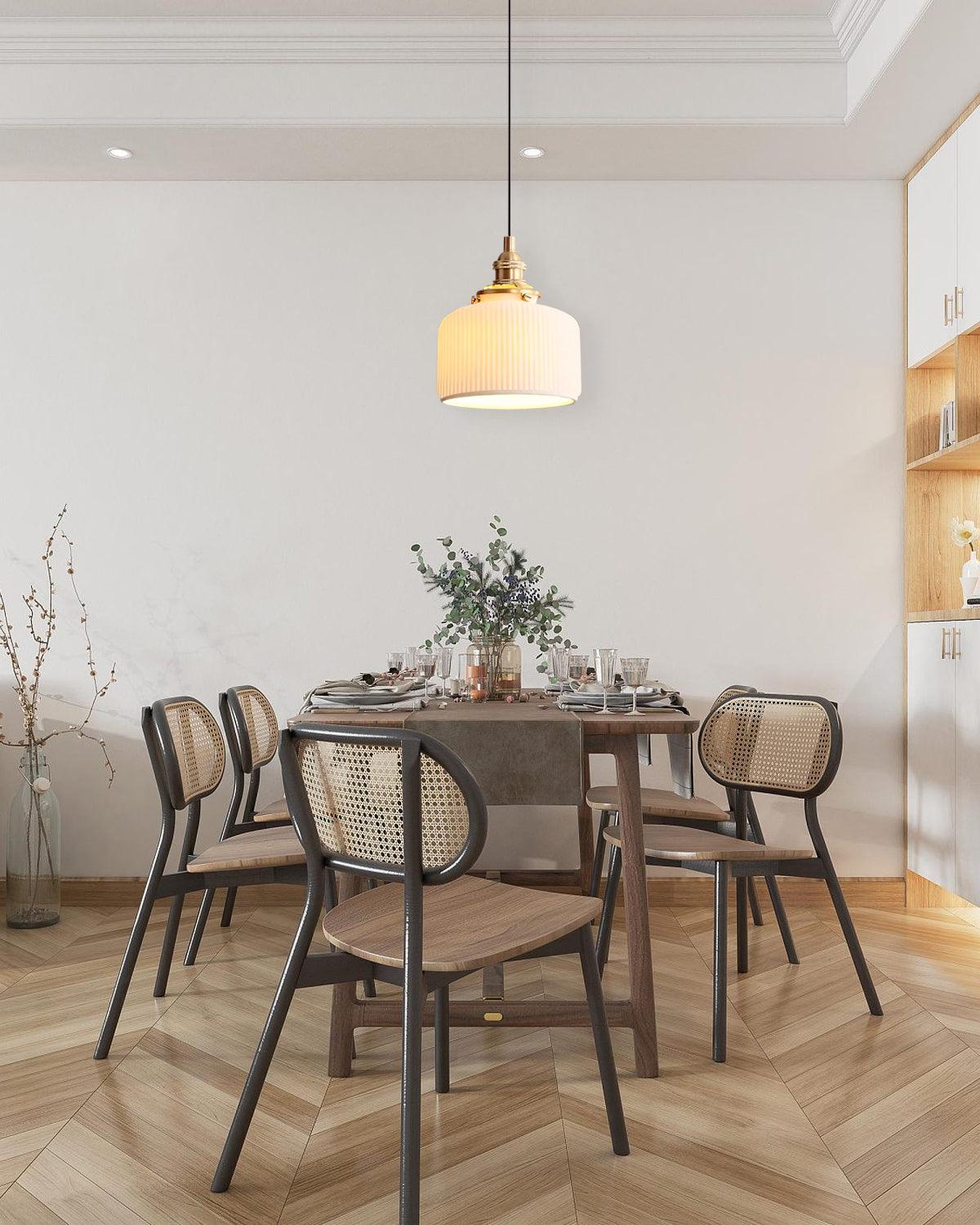 Pendelleuchte Gerippter Keramikschirm Gold-Letslighting