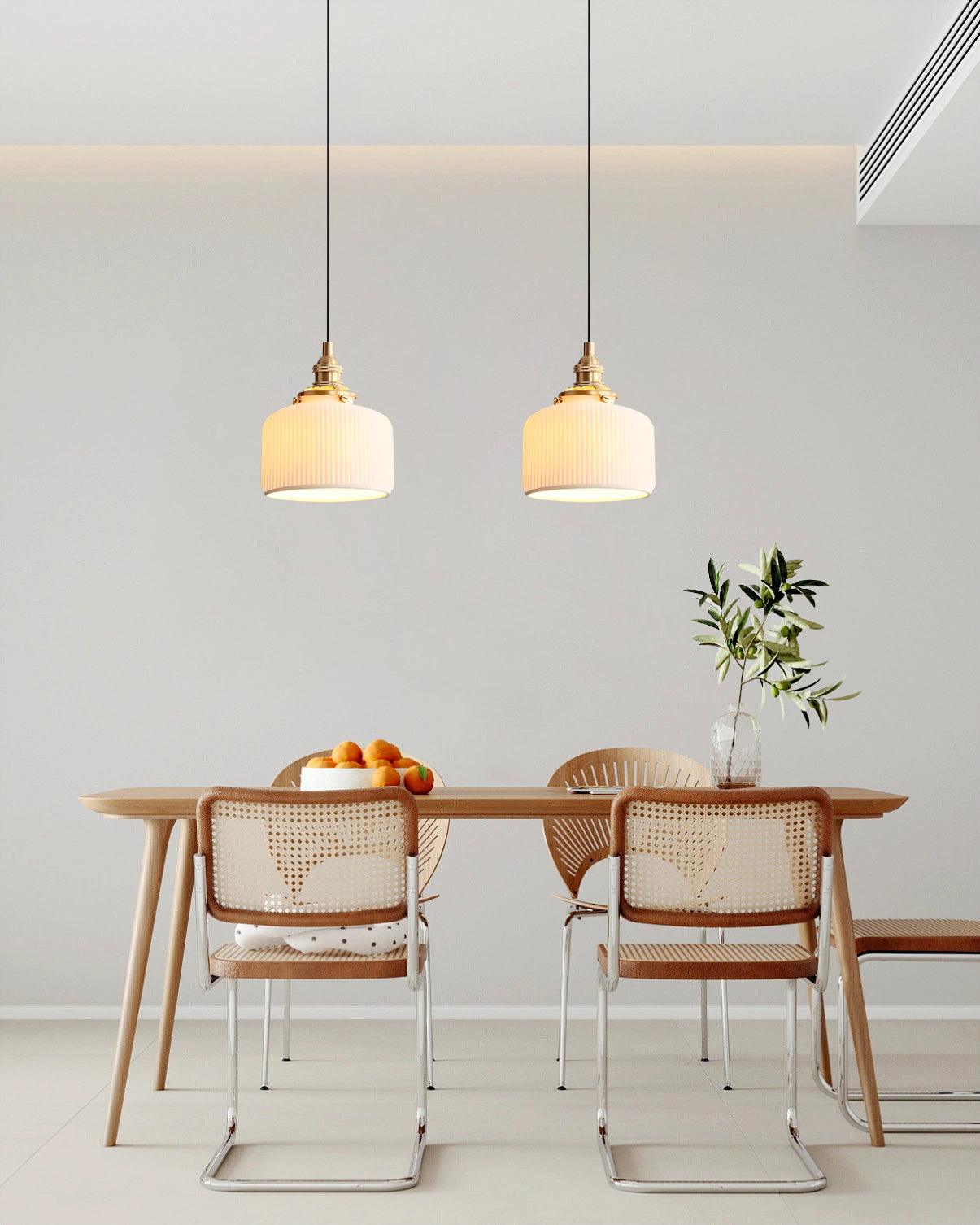 Pendelleuchte Gerippter Keramikschirm Gold-Letslighting