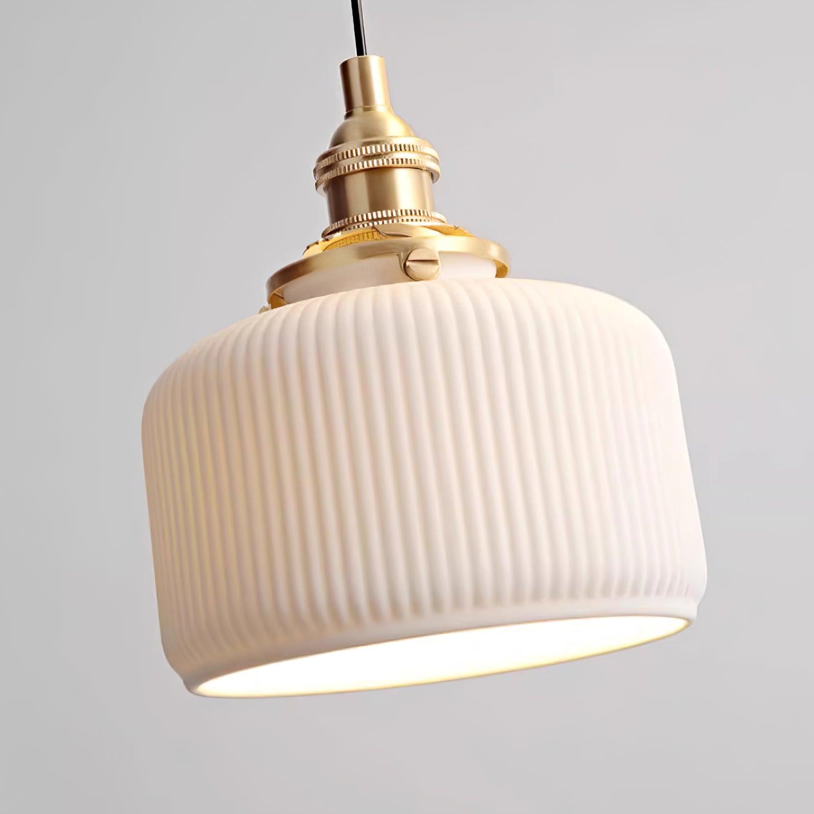 Pendelleuchte Gerippter Keramikschirm Gold-Letslighting