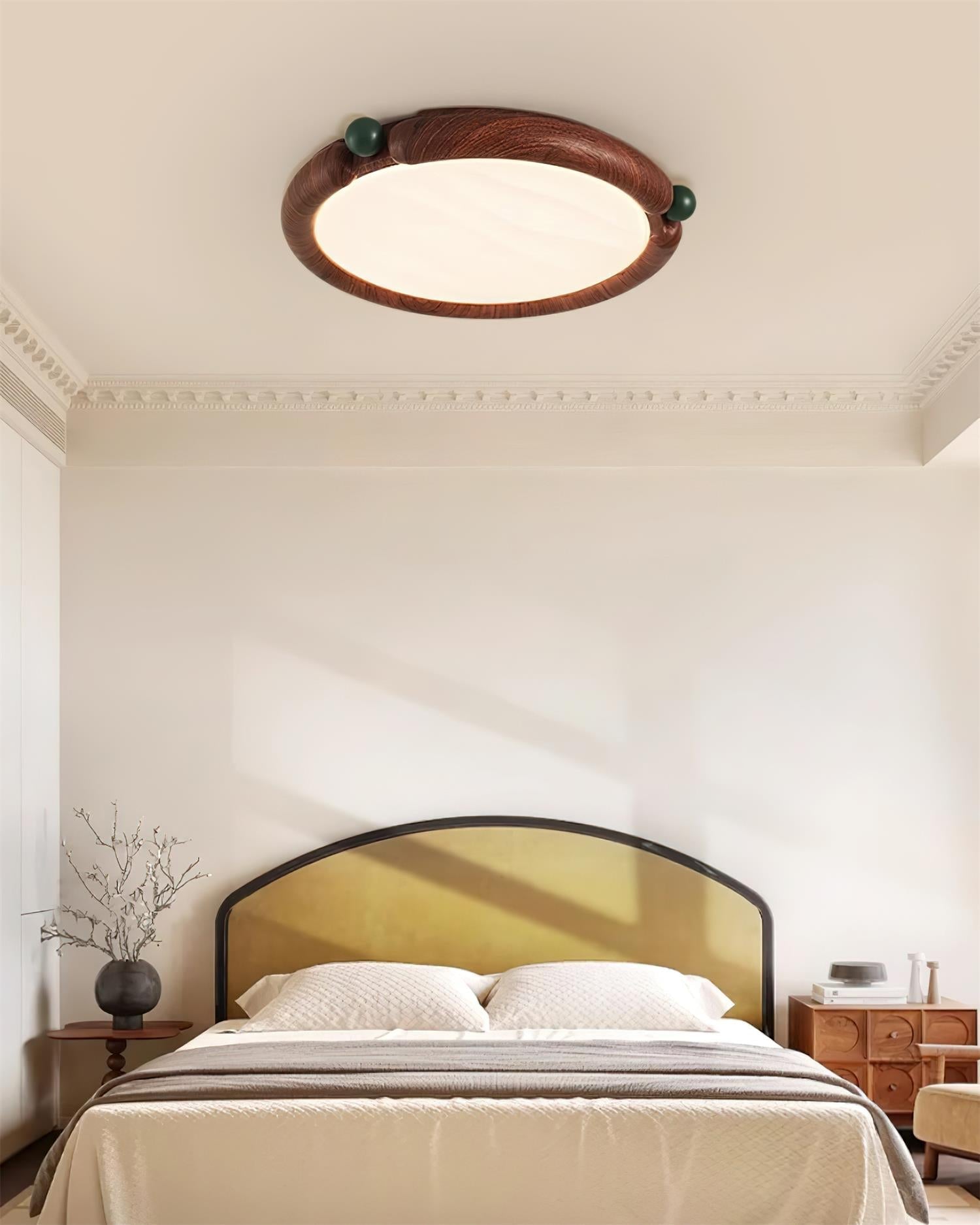 Ceiling Light Round Panel Walnut A/B Model - Letslighting