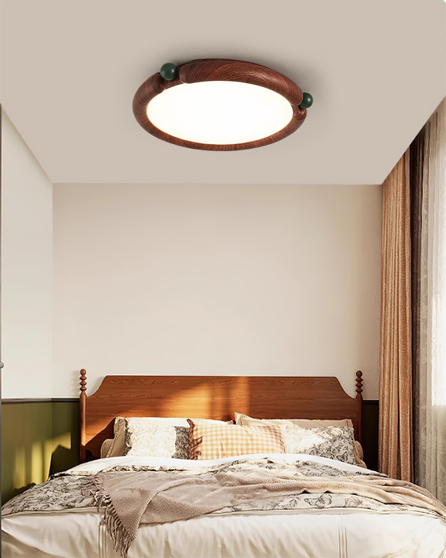 Ceiling Light Round Panel Walnut A/B Model - Letslighting