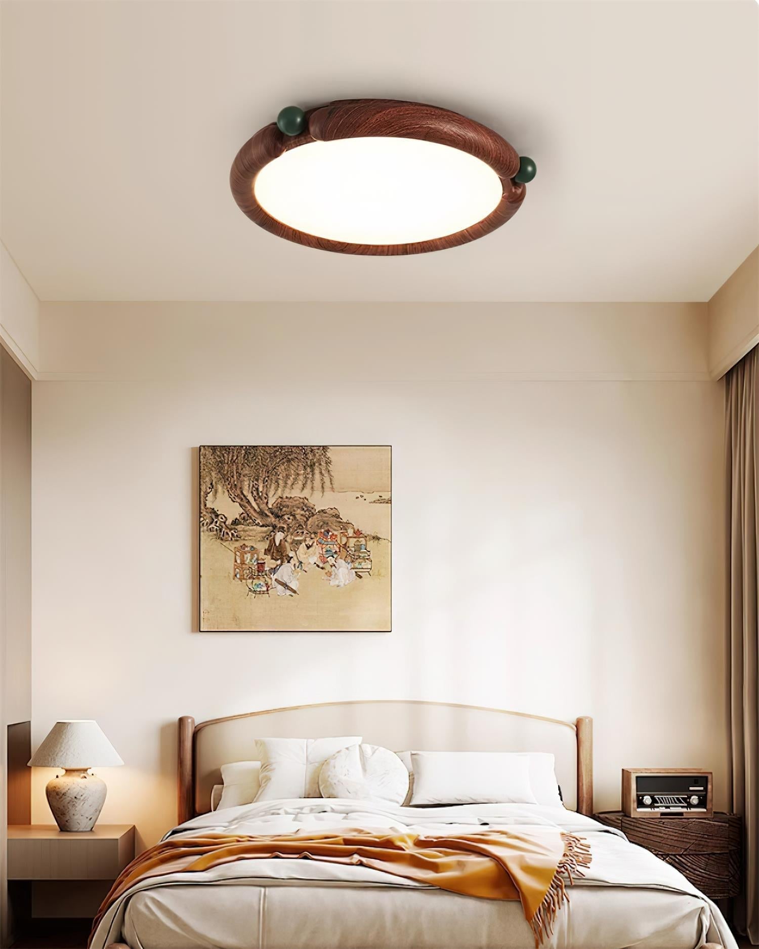 Ceiling Light Round Panel Walnut A/B Model - Letslighting