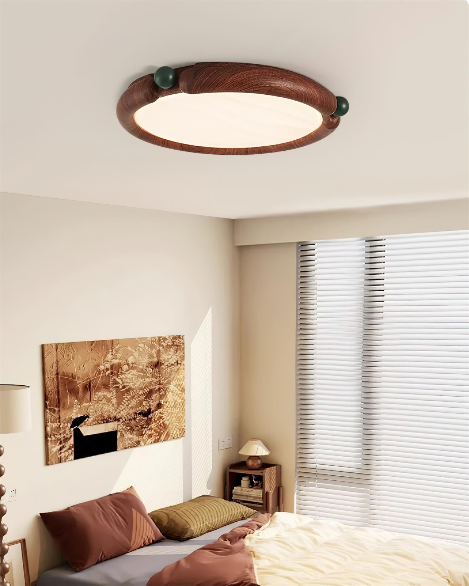 Ceiling Light Round Panel Walnut A/B Model - Letslighting