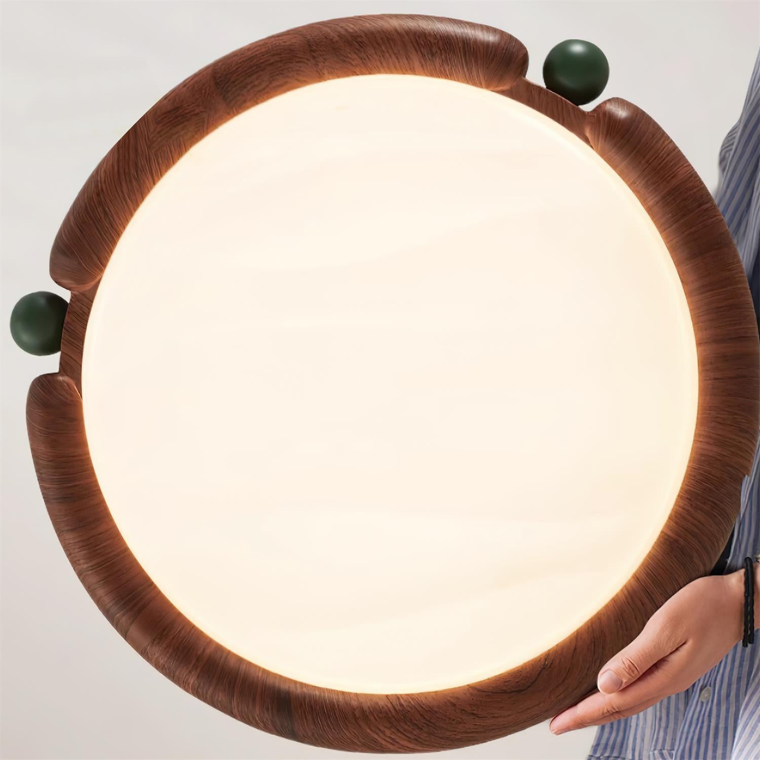 Ceiling Light Round Panel Walnut A/B Model - Letslighting
