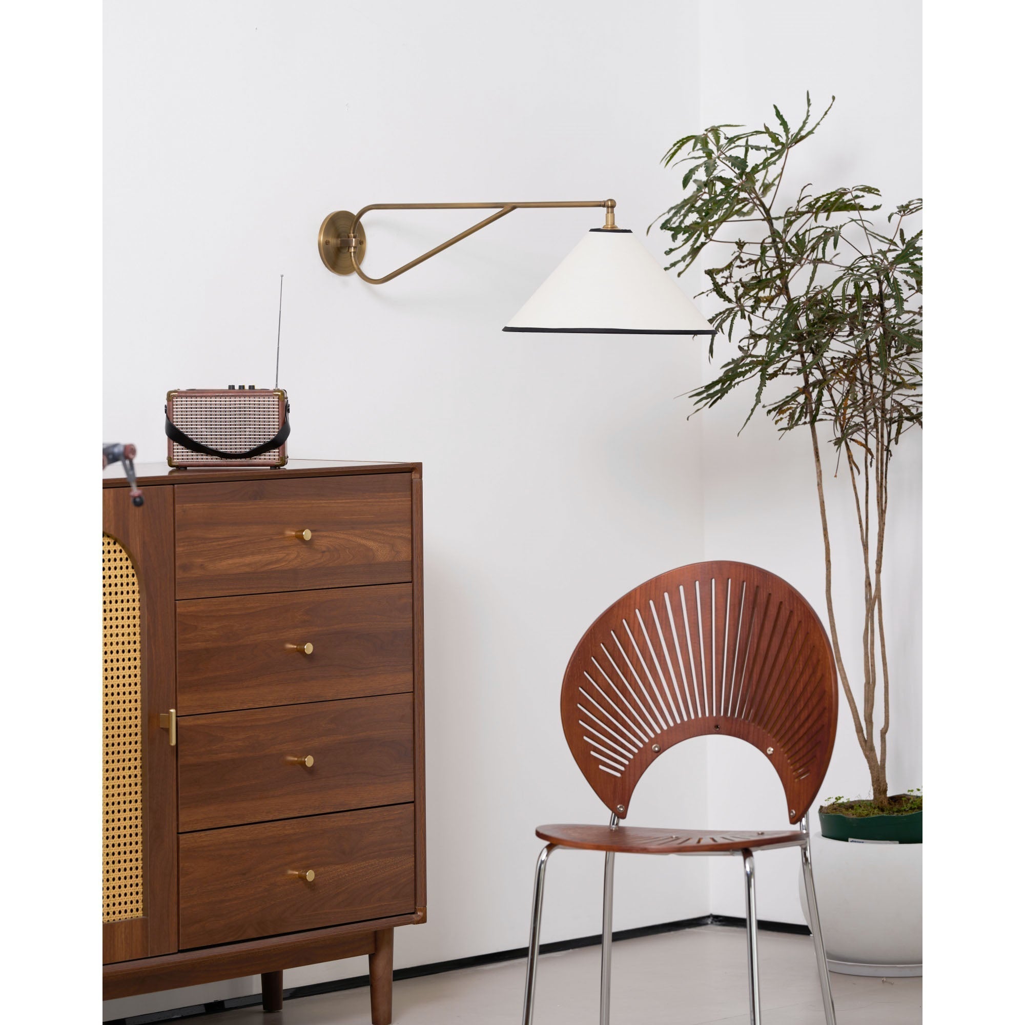 Hymn Vintage Messing Stoff Wandleuchte-Letslighting
