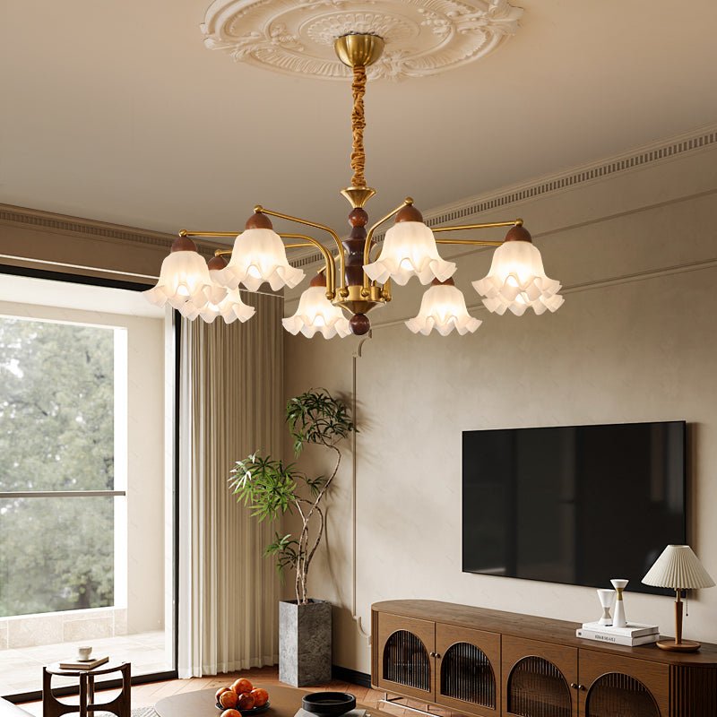 Lylaeen Eleganz Vintage Glas Holz Kronleuchter-Letslighting