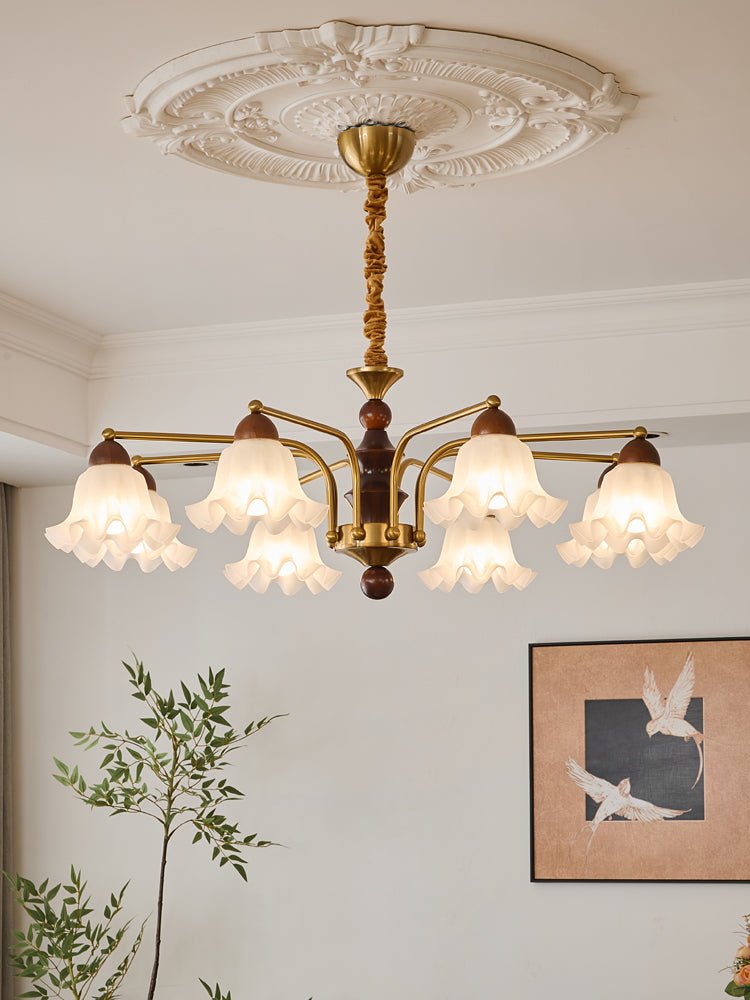 Lylaeen Eleganz Vintage Glas Holz Kronleuchter-Letslighting
