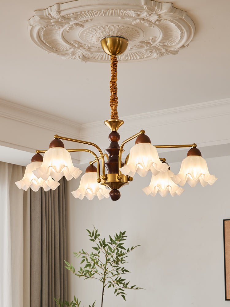 Lylaeen Eleganz Vintage Glas Holz Kronleuchter-Letslighting