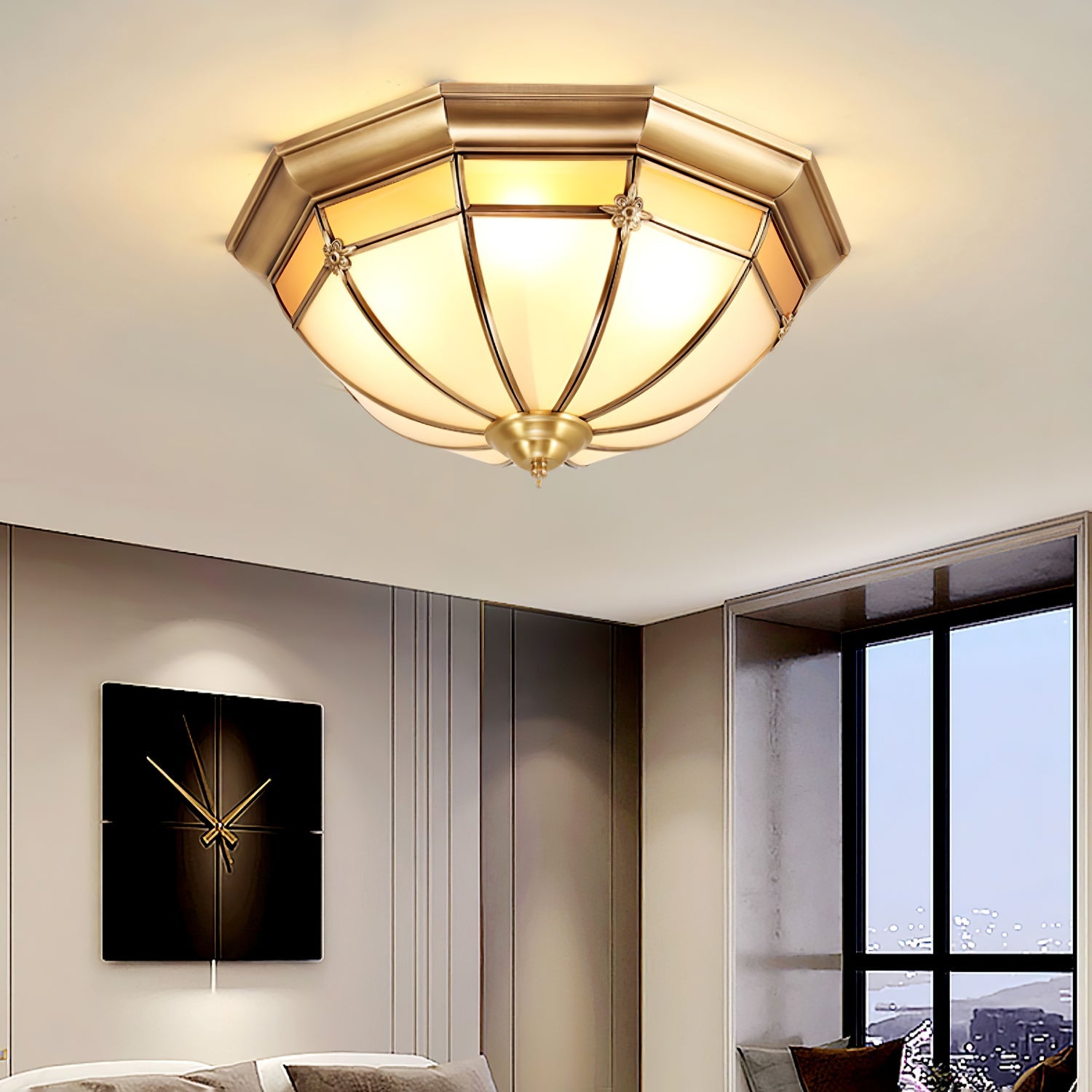 Vovynan Elegance Dome Deckenleuchte aus Messing und Glas-Letslighting