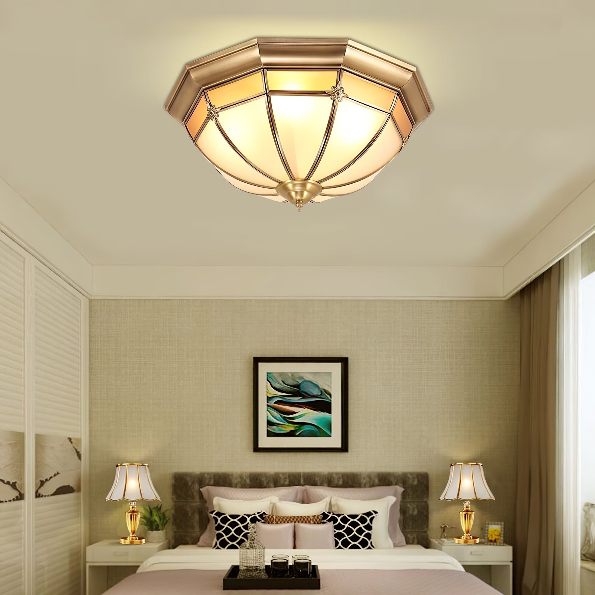 Vovynan Elegance Dome Deckenleuchte aus Messing und Glas-Letslighting