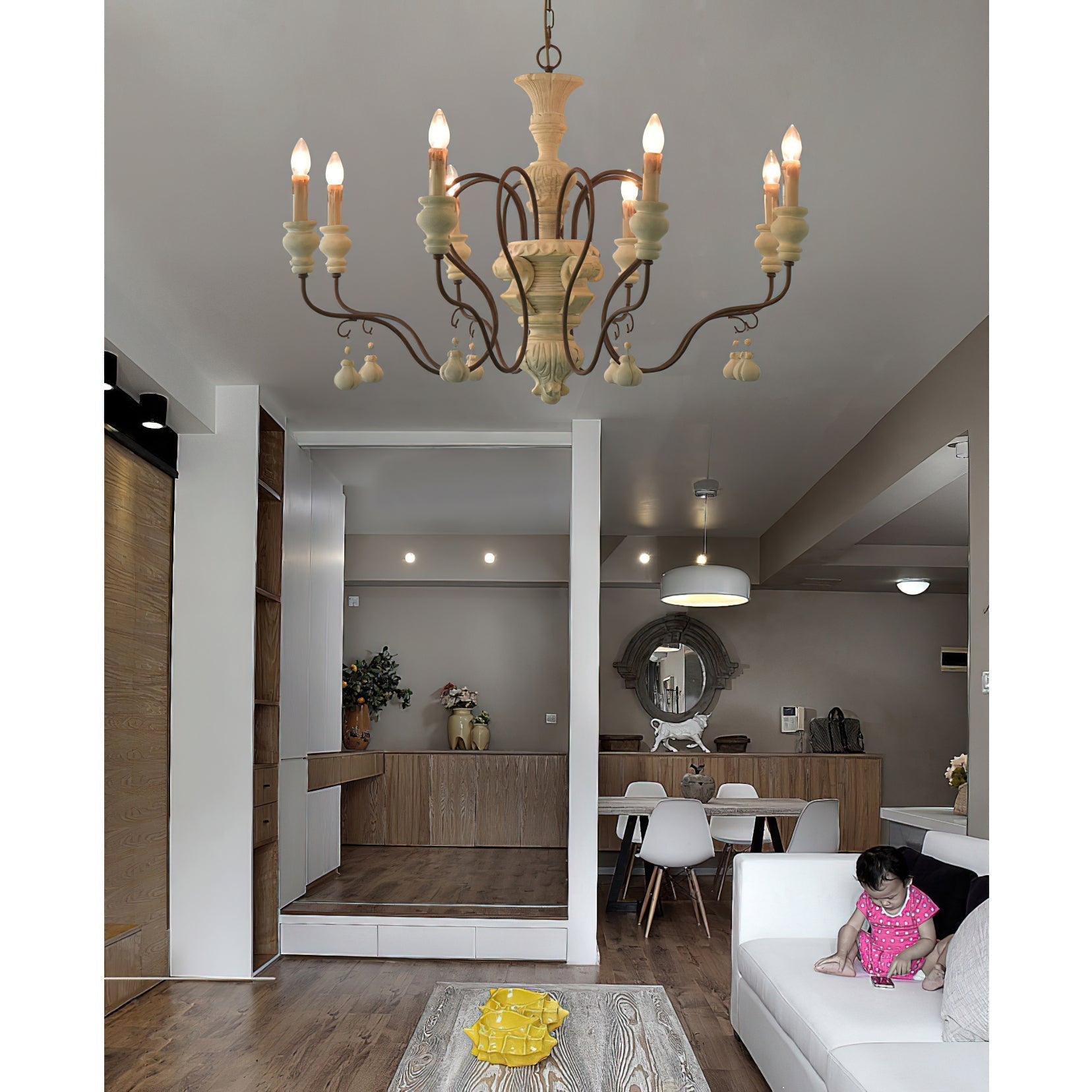 Quartz Postmoderner Luxus Landhaus Holz Kronleuchter-Letslighting