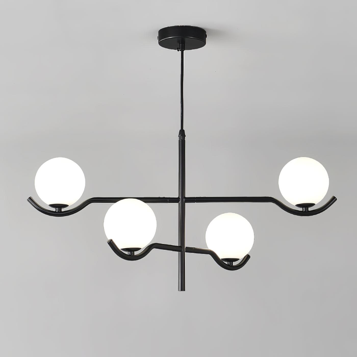 Lustra Pendelleuchte Rahmen Schwarz Glas-Letslighting