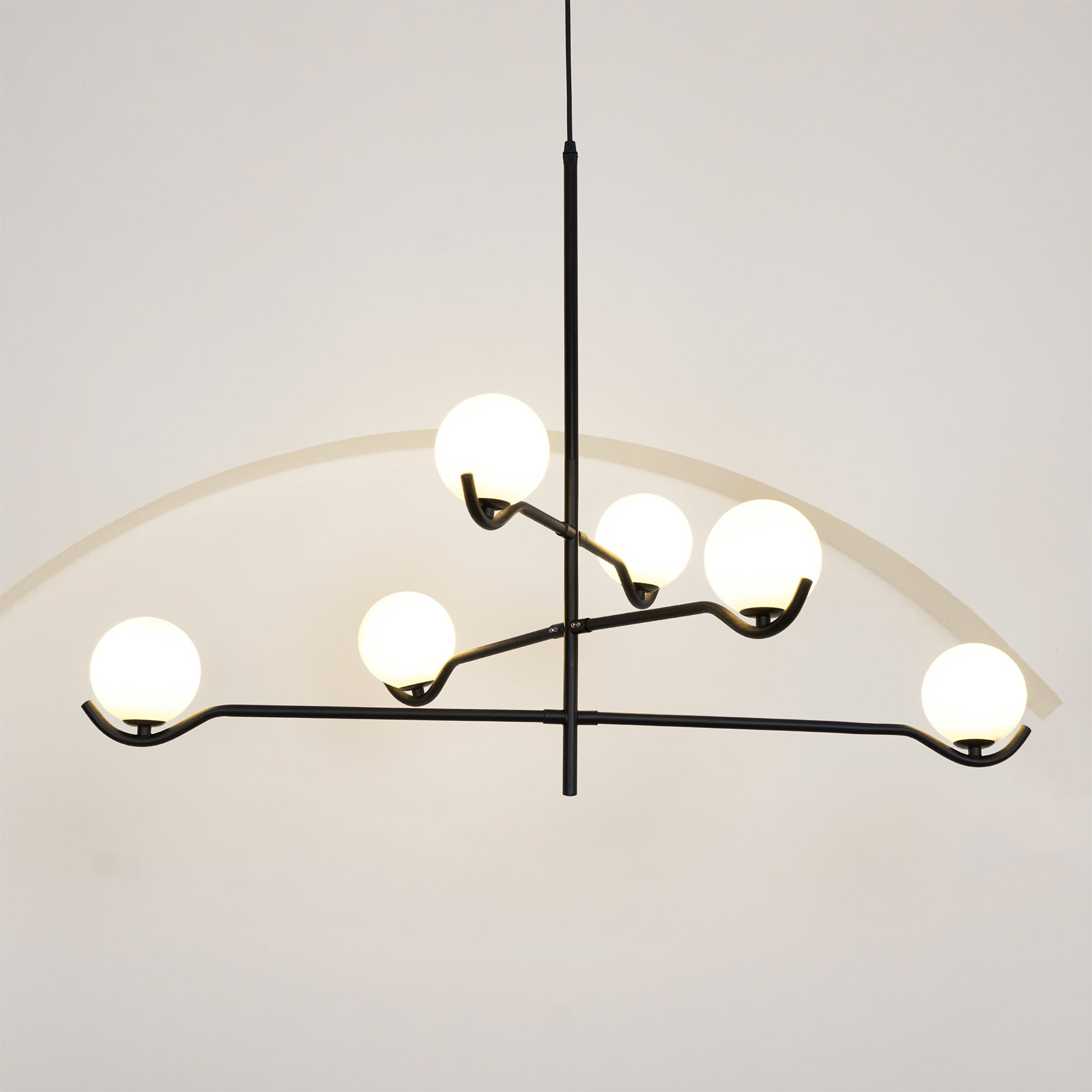 Lustra Pendelleuchte Rahmen Schwarz Glas-Letslighting