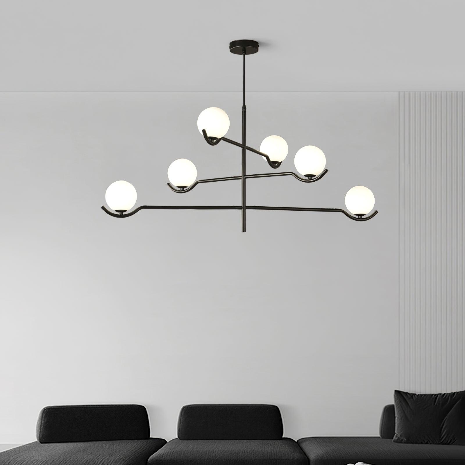 Lustra Pendelleuchte Rahmen Schwarz Glas-Letslighting
