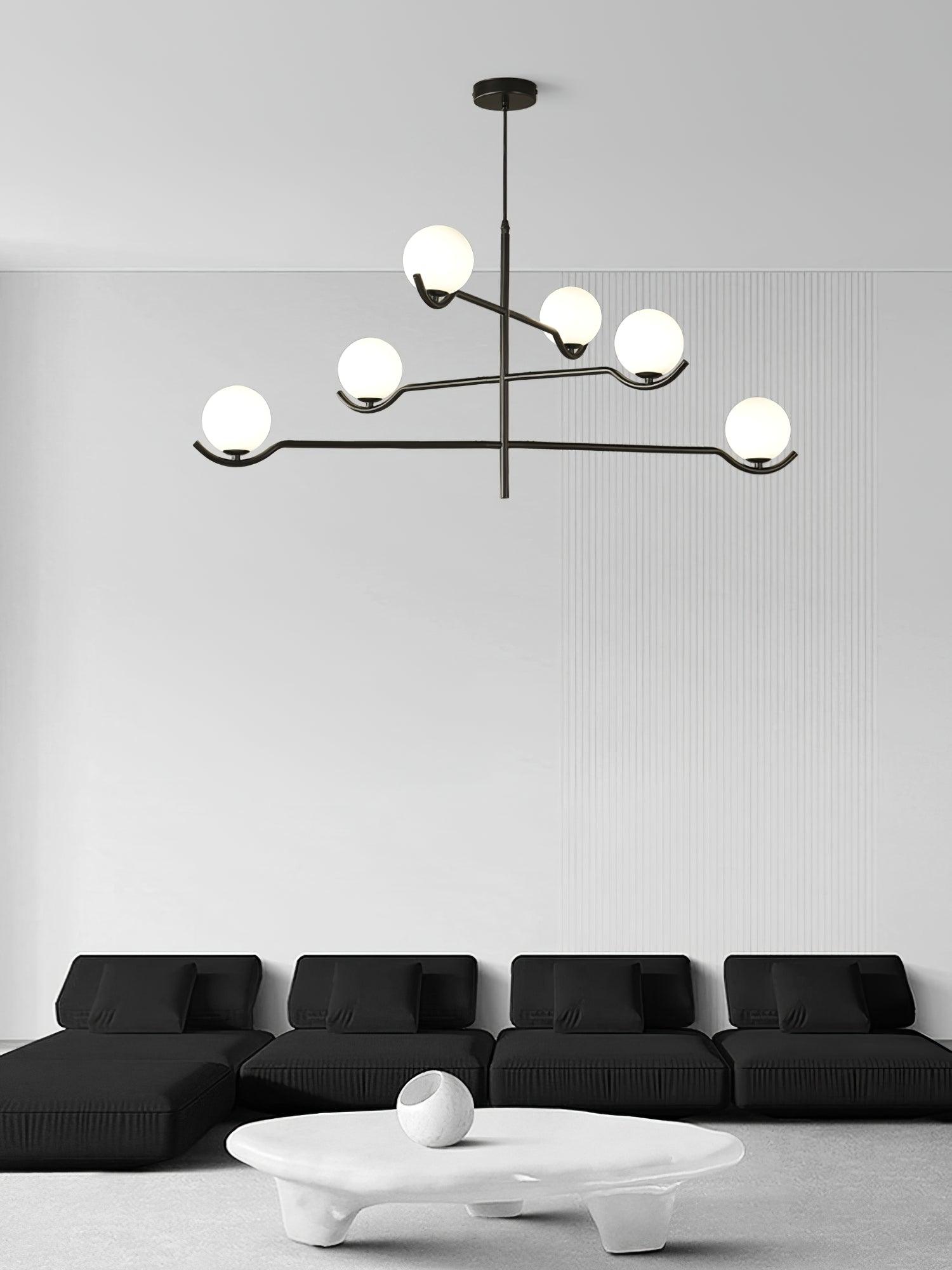 Lustra Pendelleuchte Rahmen Schwarz Glas-Letslighting