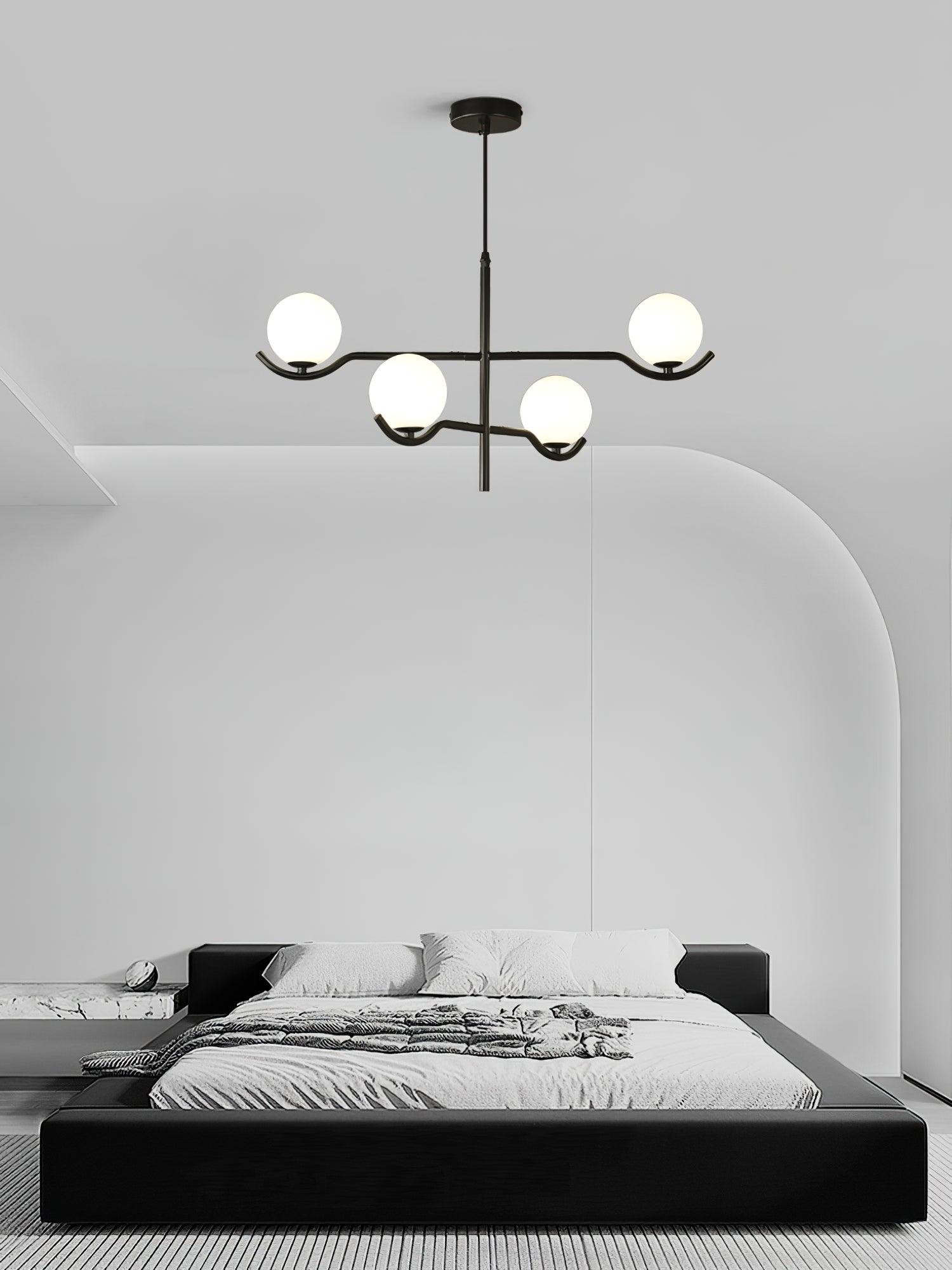Lustra Pendelleuchte Rahmen Schwarz Glas-Letslighting